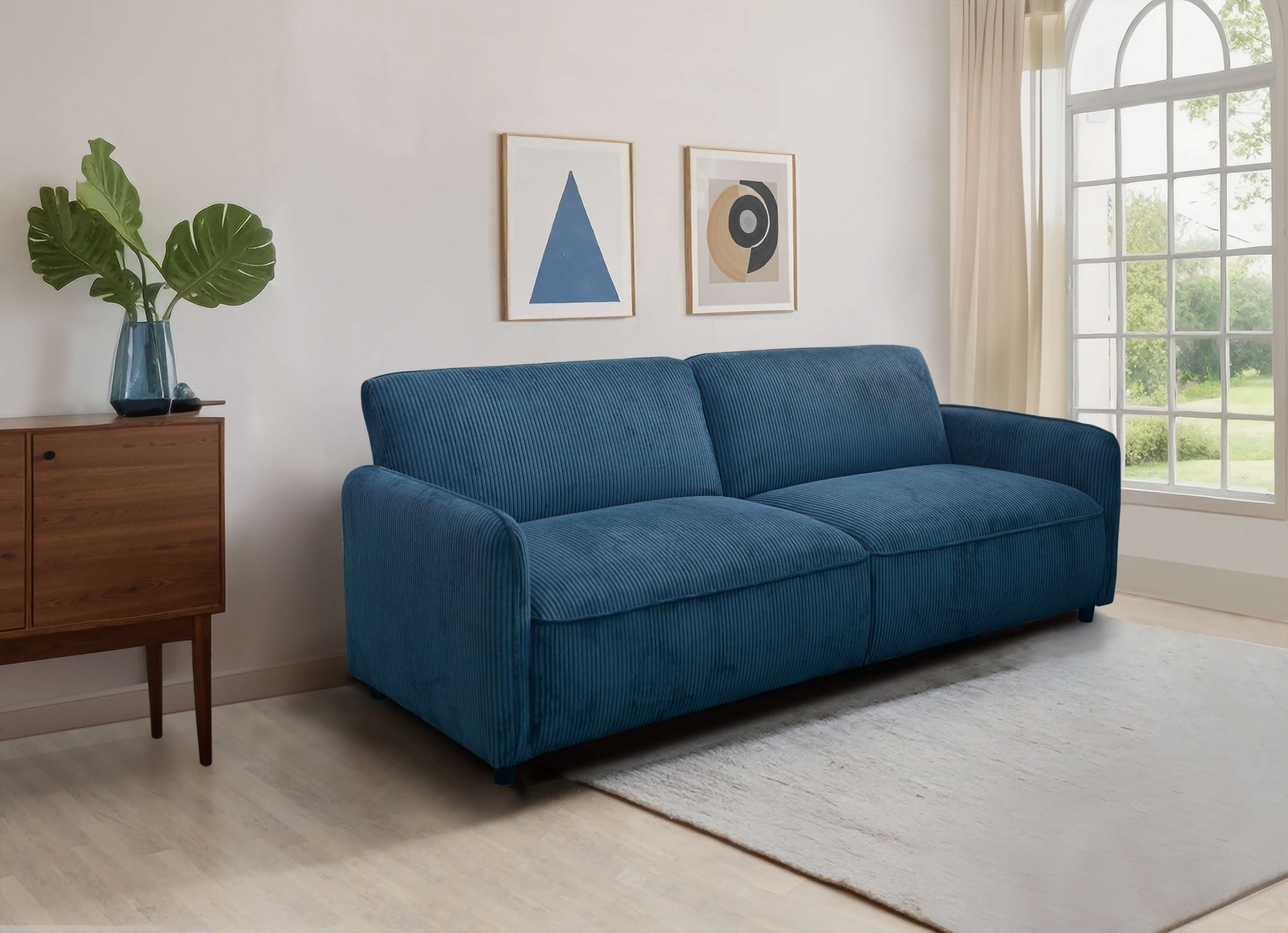 Dorel Home 3-Sitzer »Allie Curved Schlafsofa 209 cm«, Bettfunktion (110/190), verstellbare Rückenlehne, Cord u. Velours