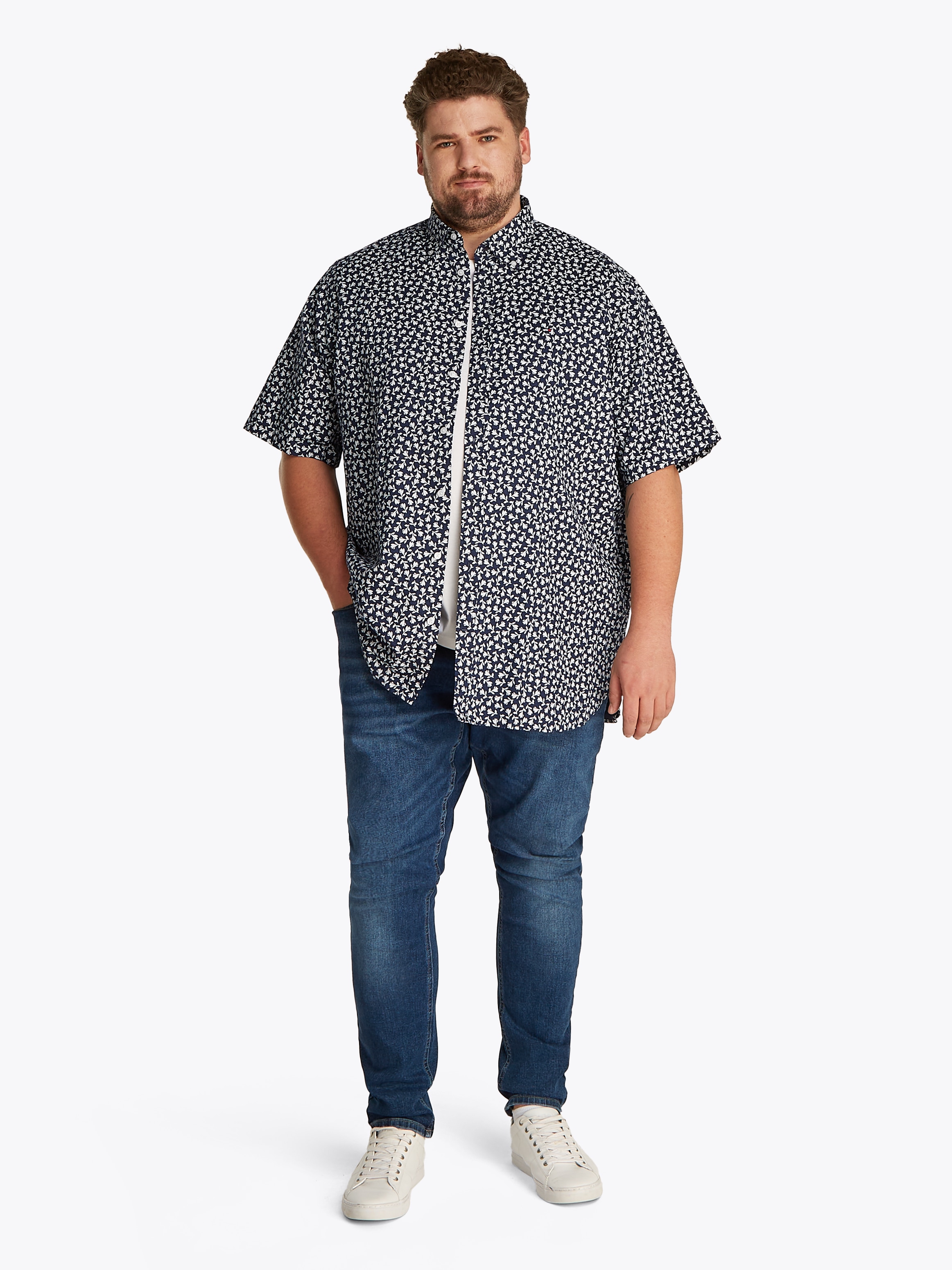 Tommy Hilfiger Big & Tall Kurzarmhemd »BT-LINEN BLEND MPRINT«, mit Allover-Print, Grosse Grössen