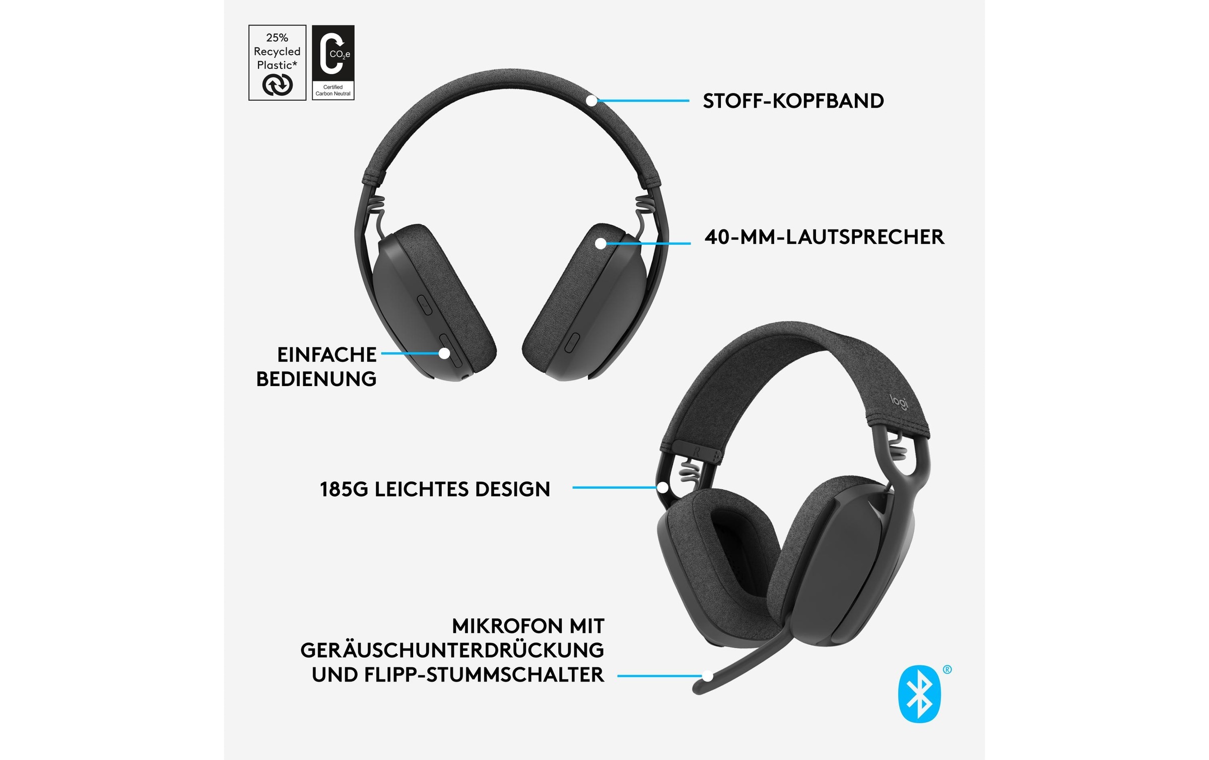 Logitech Headset »Headset Zone Vibe 100 graphite«