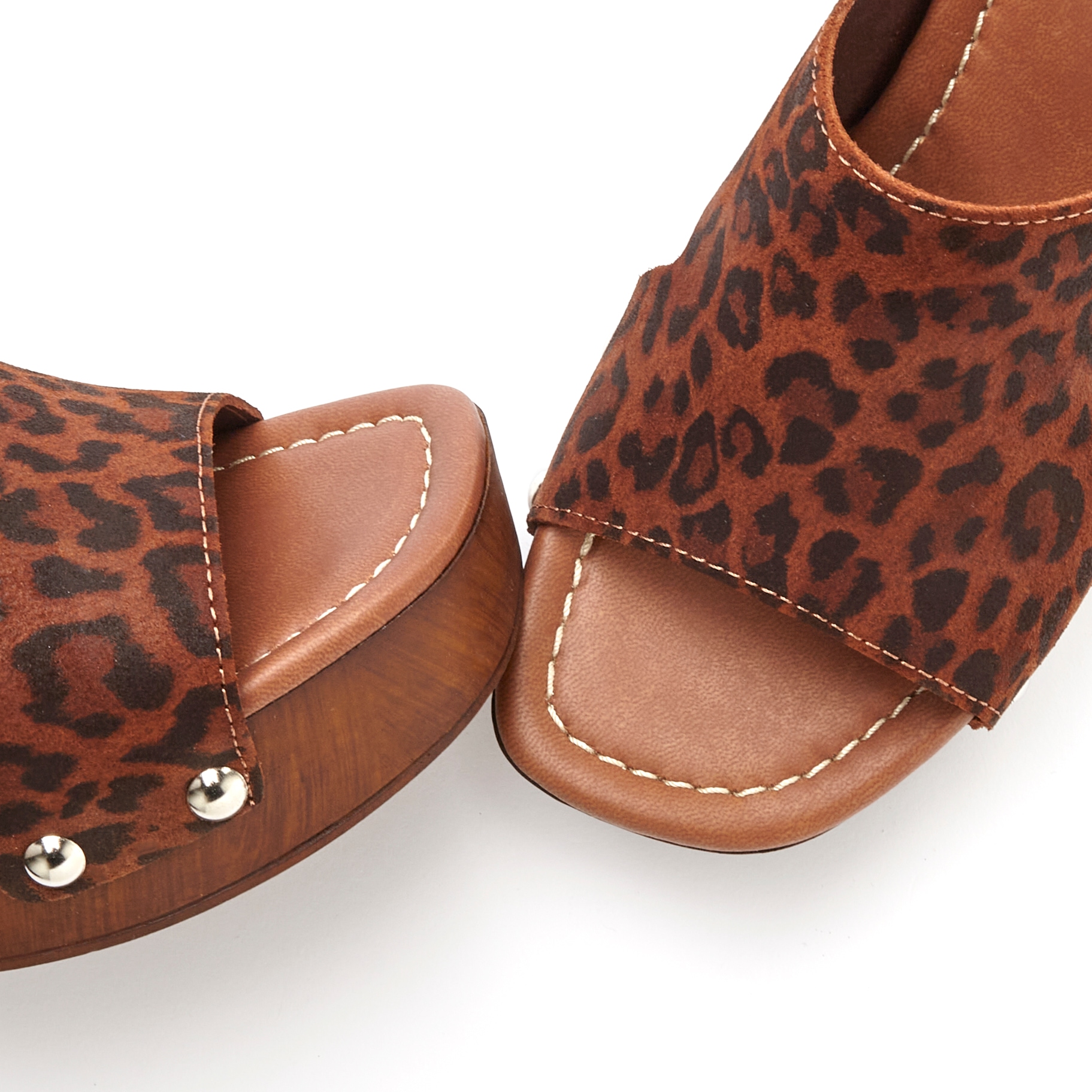 French Connection Pantolette, Mule, Sandale, offener Schuh aus Leder mit Blockabsatz
