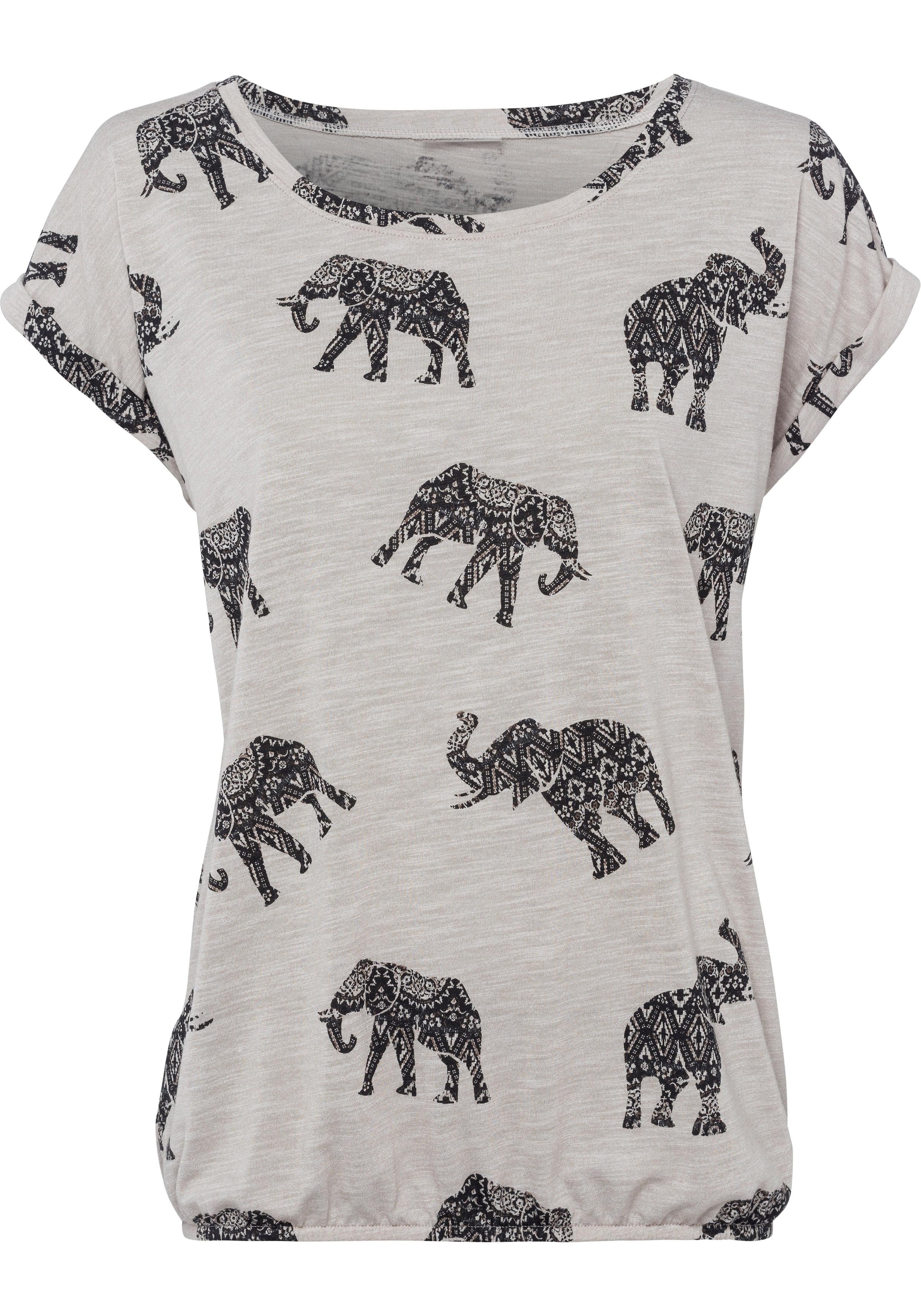 LASCANA T-Shirt »mit Elefanten-Motiv«, aus weicher Viskose-Qualität