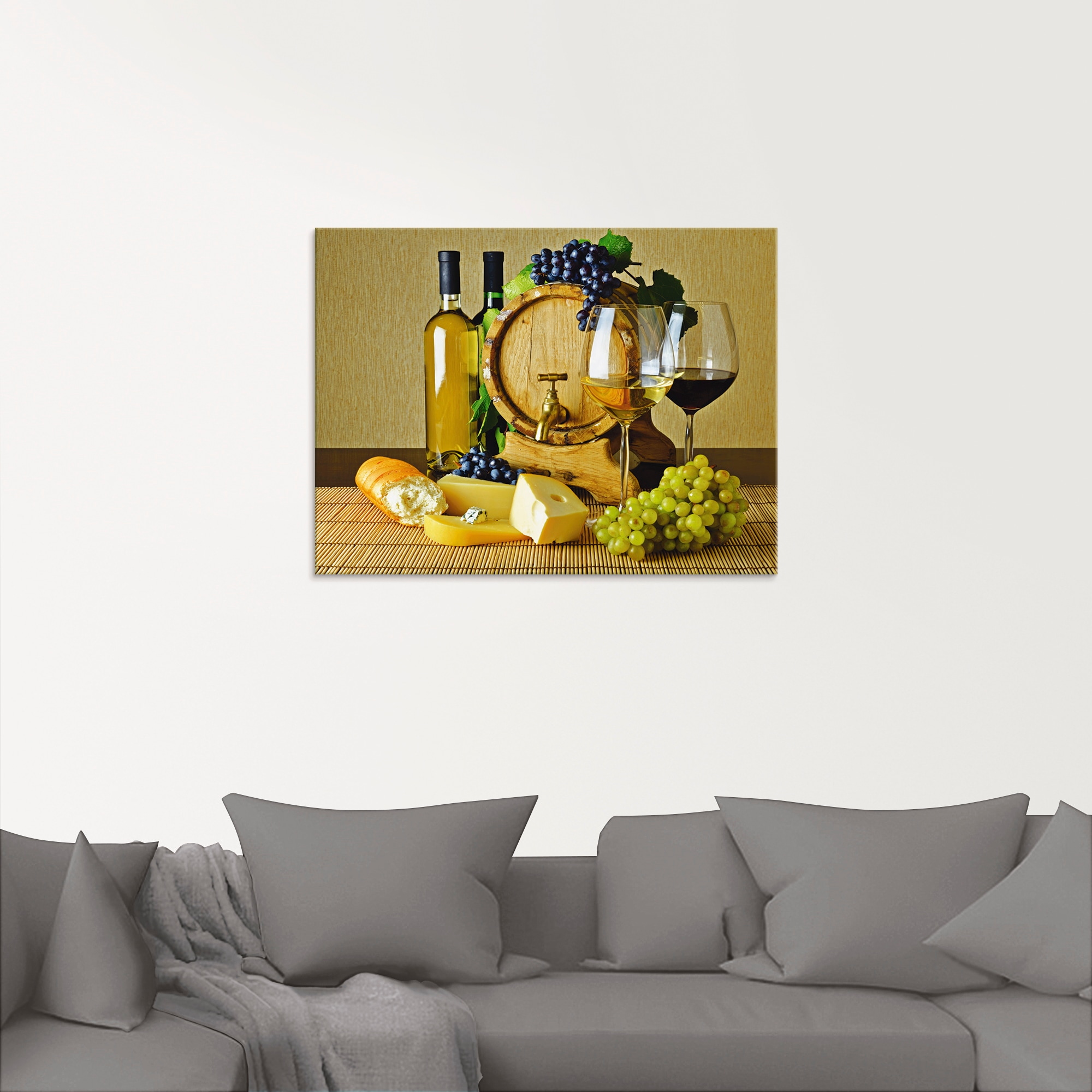 Artland Glasbild »Käse, Wein und Trauben«, Lebensmittel, (1 St.), in verschiedenen Grössen