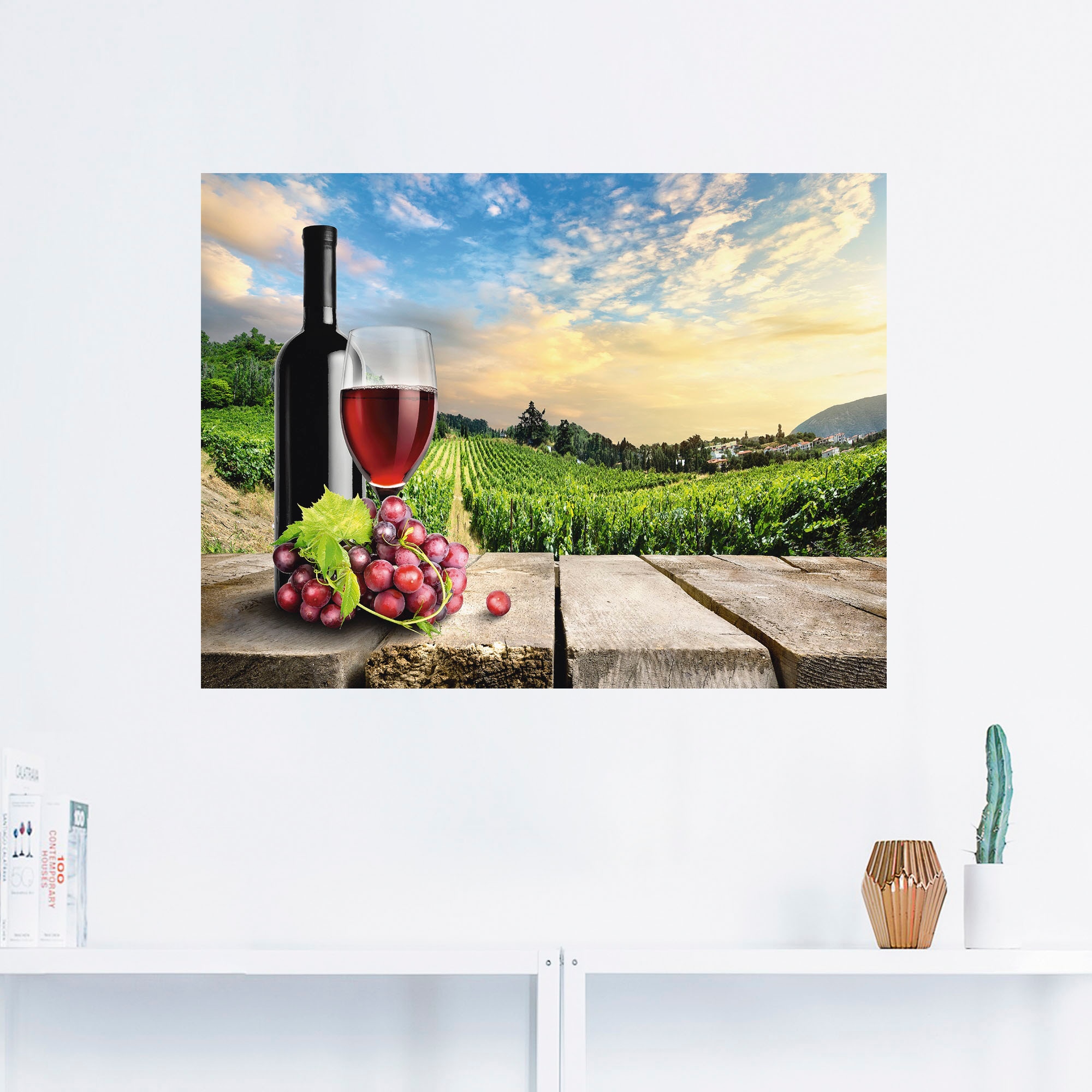 Artland Wandbild »Wein vor Weinbergen«, Berge, (1 St.), als Alubild, Outdoorbild, Poster, Wandaufkleber in verschied. Grössen