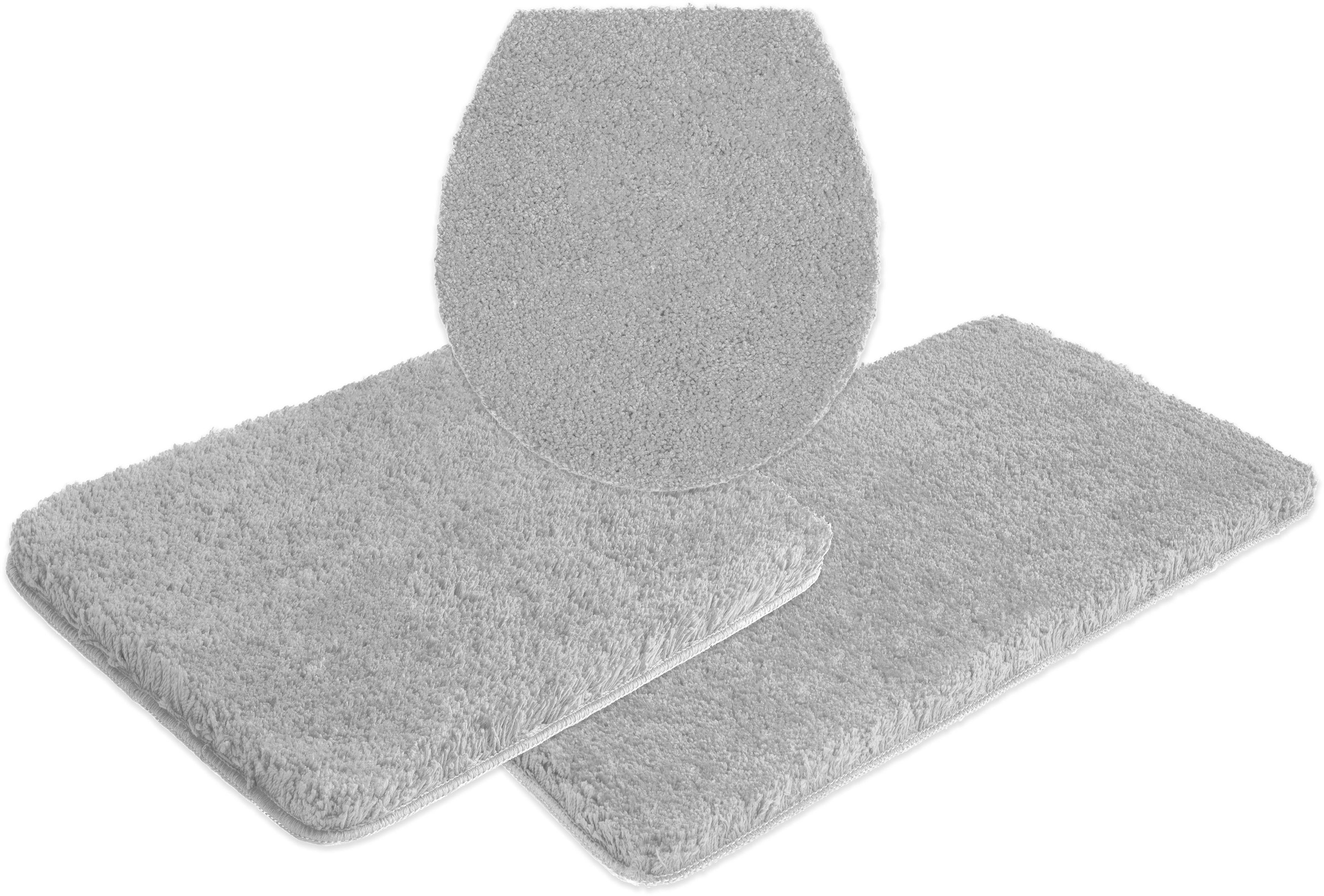my home Badematte »Sanremo, Badvorleger, Badezimmer Teppich, sehr weich«, rutschhemmend beschichtet, fussbodenheizungsgeeignet-schnell trocknend, Badteppich, unifarben, rechteckig, rund & als 3-tlg. Set erhältlich