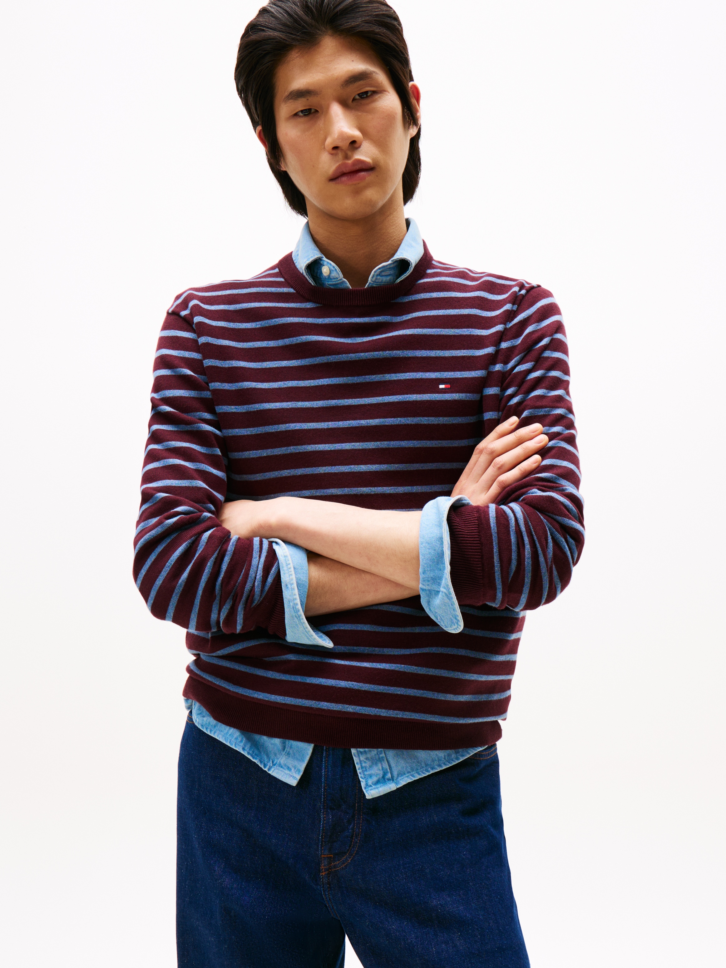 Tommy Hilfiger Rundhalspullover »ESSENTIAL COTTON CREW NECK« 100% Baumwolle Crewneck Regular Fit Premium Mode