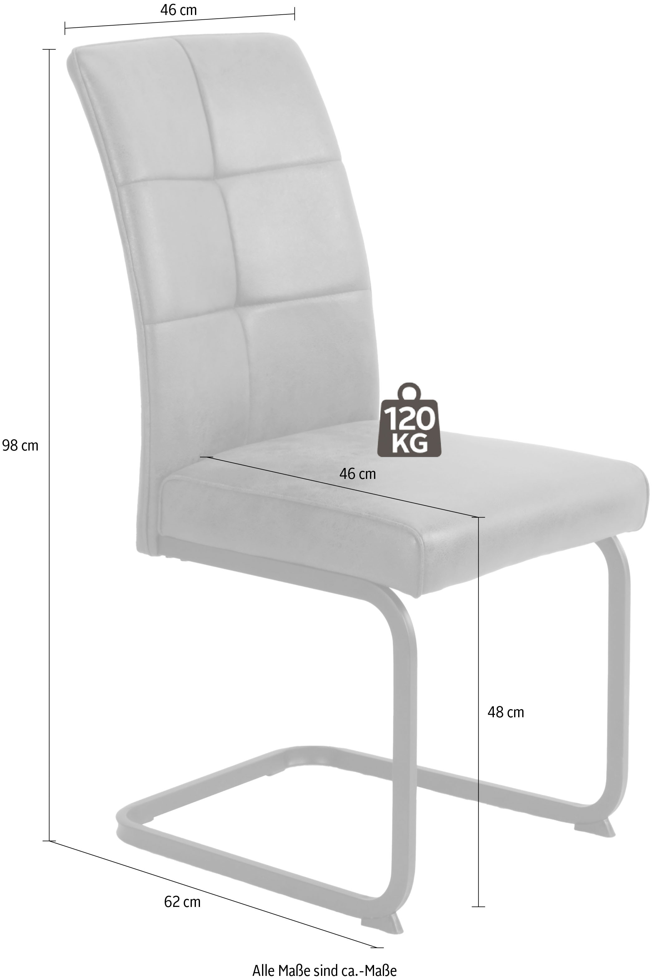 HELA Freischwinger »Freischwinger TOLEDO mit Komfortsitz, gepolstert, Bezug Microfaser«, (Set), 2 St., Webstoff, Esszimmerstuhl, pflegeleicht, Vierkantrohrgestell pulverbeschichtet