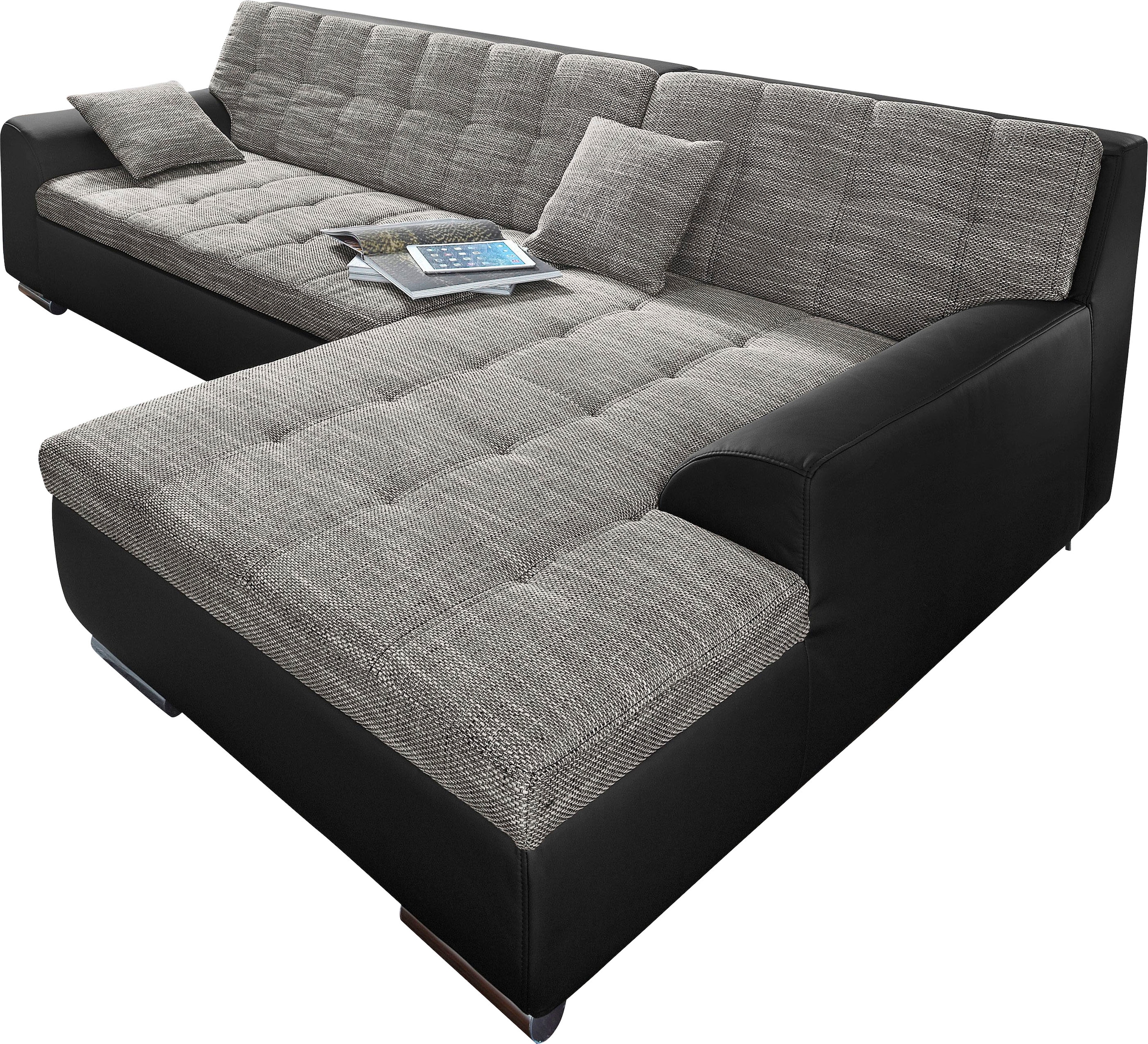 DOMO collection Ecksofa Treviso, wahlweise mit Bettfunktion, incl. Zierkissen