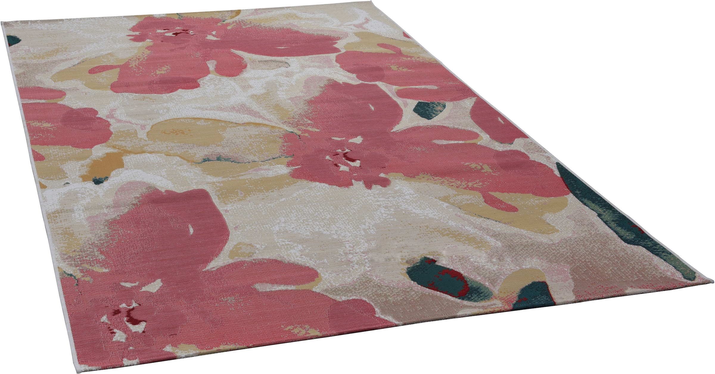 TOM TAILOR HOME Teppich »Garden Blossom«, rechteckig, 3 mm Höhe, Flachgewebe, modernes Blumen Design, In- und Outdoor geeignet