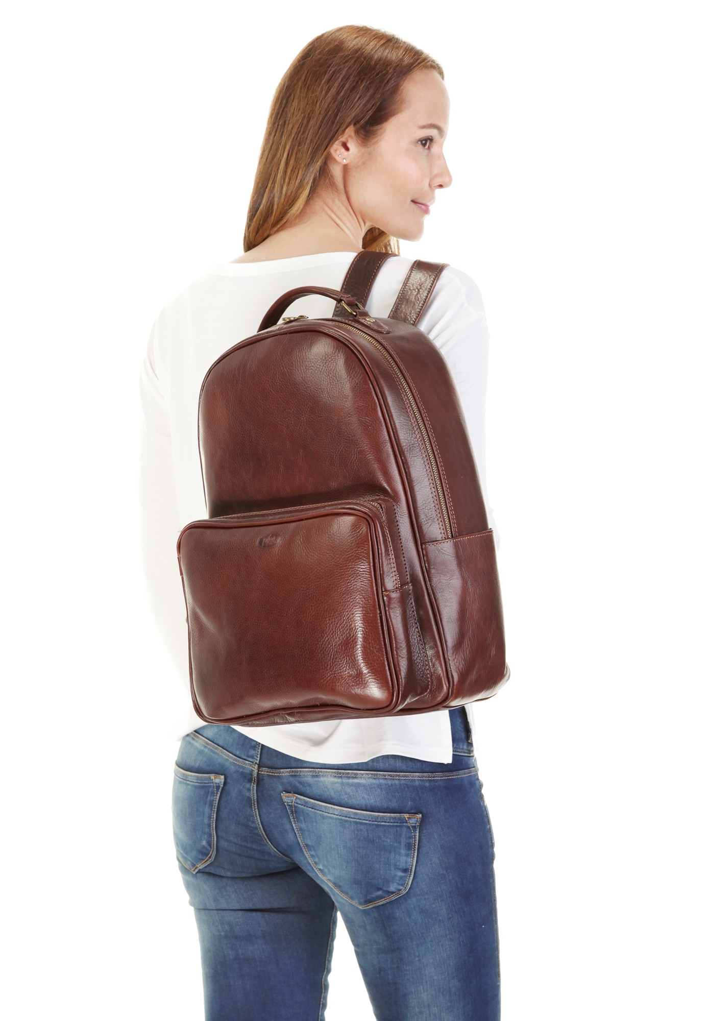 Piké Tagesrucksack, echt Leder, Made in Italy