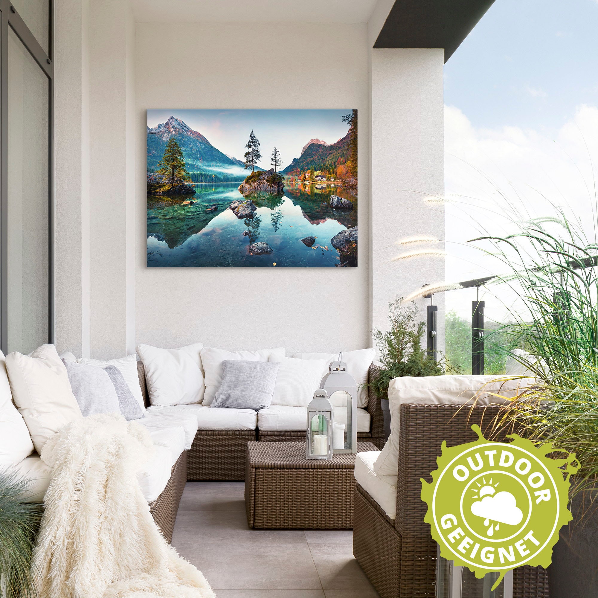 Artland Wandbild »Herbstszene des Hintersee vor Alpen«, Seebilder, (1 St.), als Alubild, Outdoorbild, Leinwandbild, Poster, Wandaufkleber