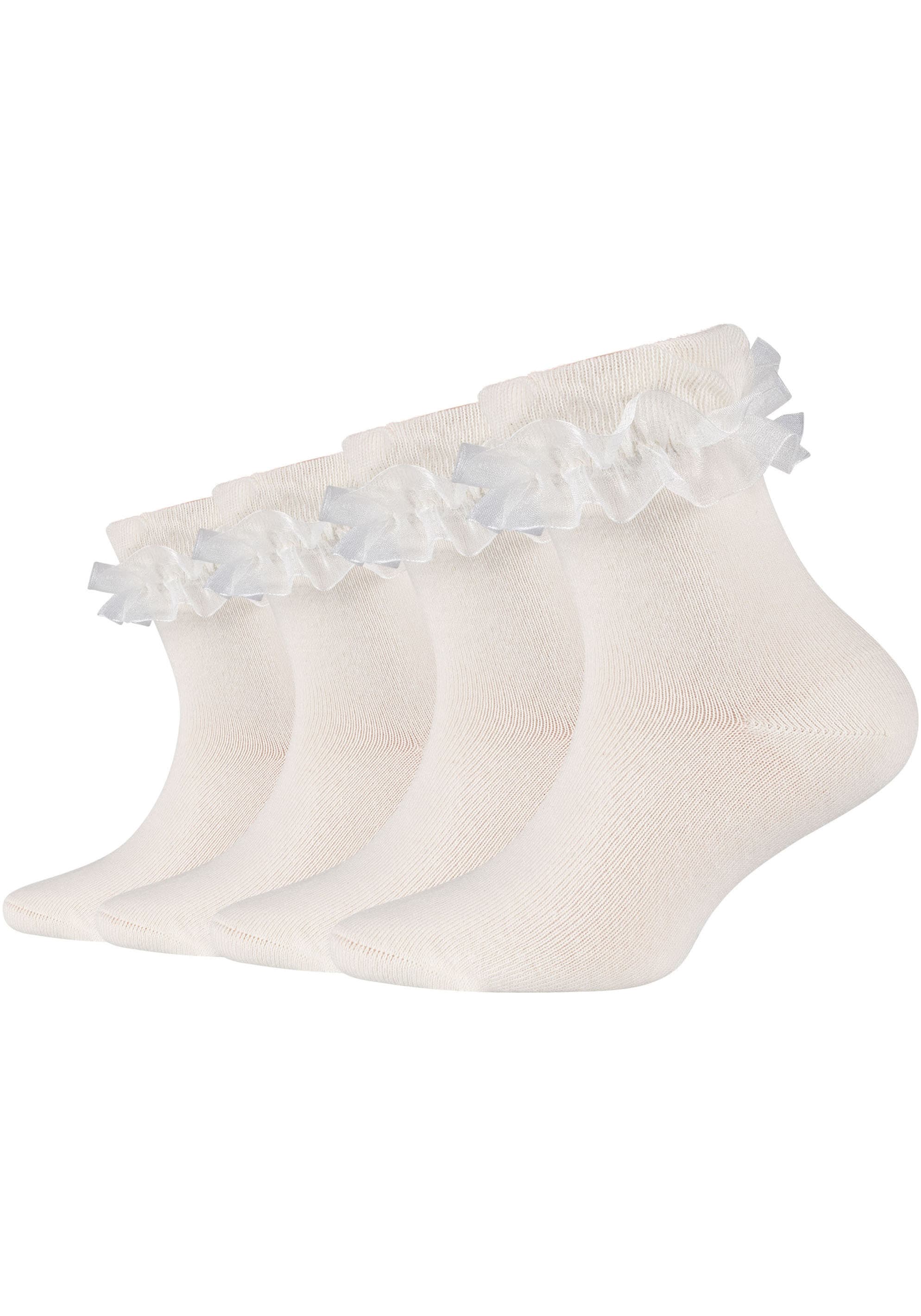 Camano Socken »ca-soft«, (4 Paar), mit romantischem Rüschendesign
