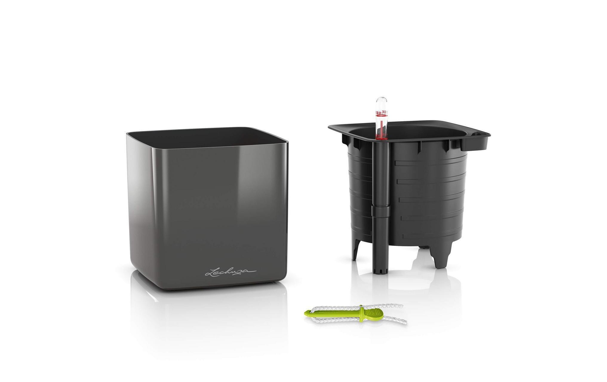 Blumentopf »Lechuza Pflanzentopf CUBE Glossy Ti«, Material: Polycarbonat, Polypropylen