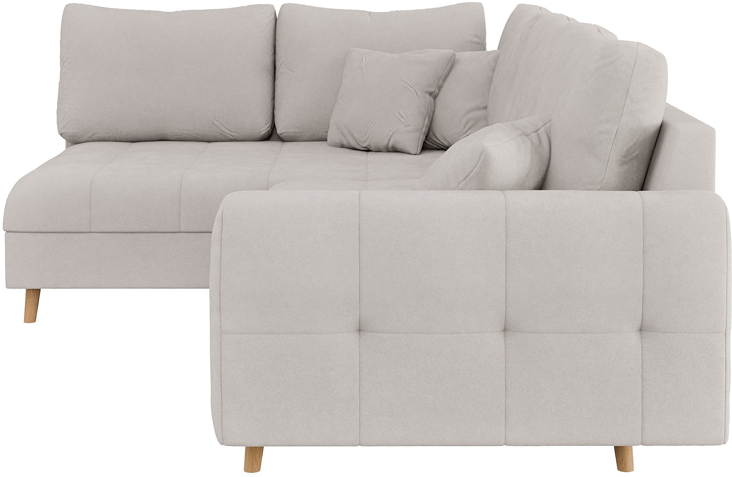 Home affaire Ecksofa »CHARRE L-Form mit Ottomane, Masse B/T/H: 231/161/81 cm«, feine Steppung, lose Rücken- und Zierkissen, auch in Cord und Bouclé