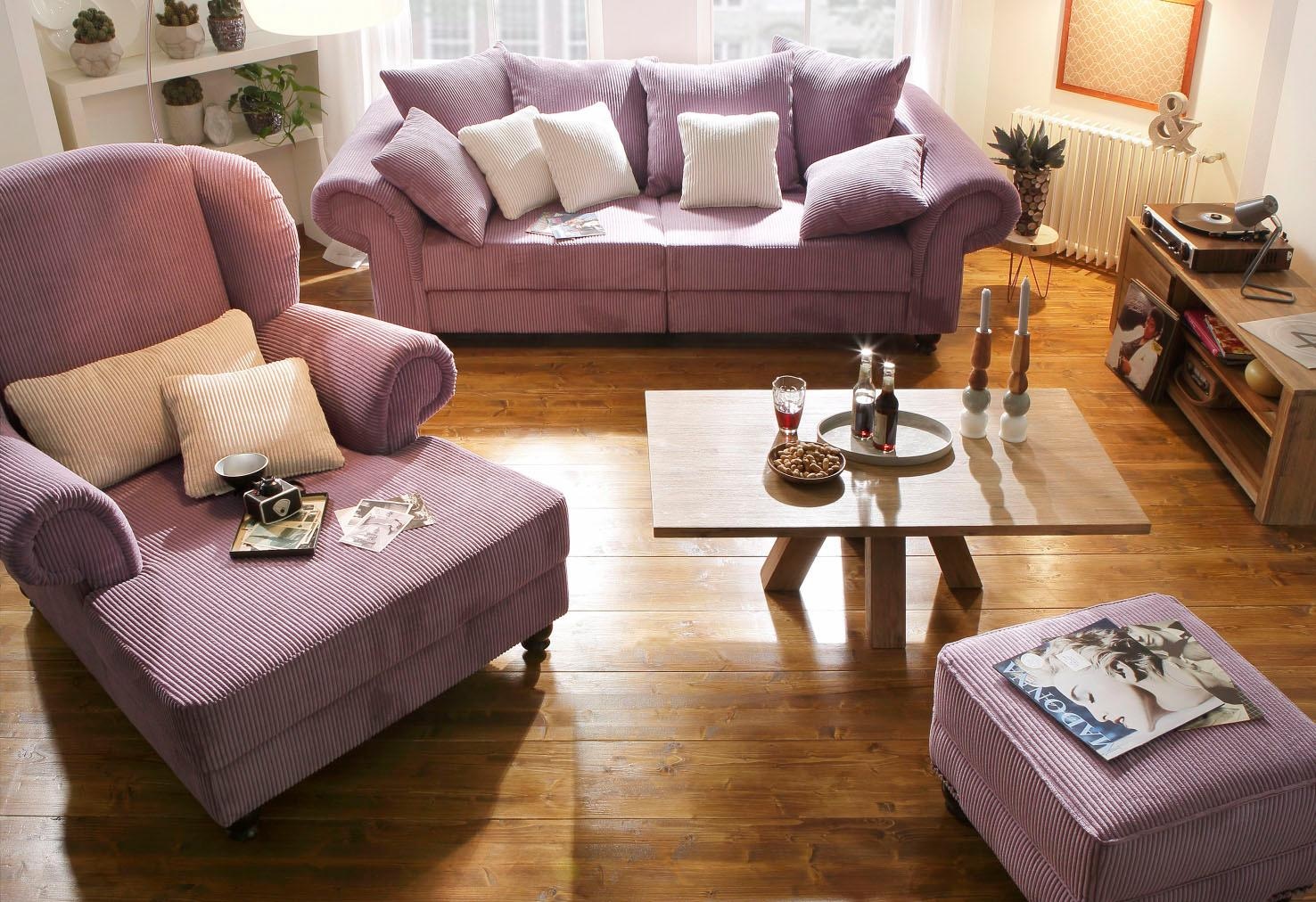 Home affaire Big-Sofa »King Henry Mega Sofa, viel Platz, Breite 242cm, Federkern«, in legerer Polsterung und vielen losen Kissen