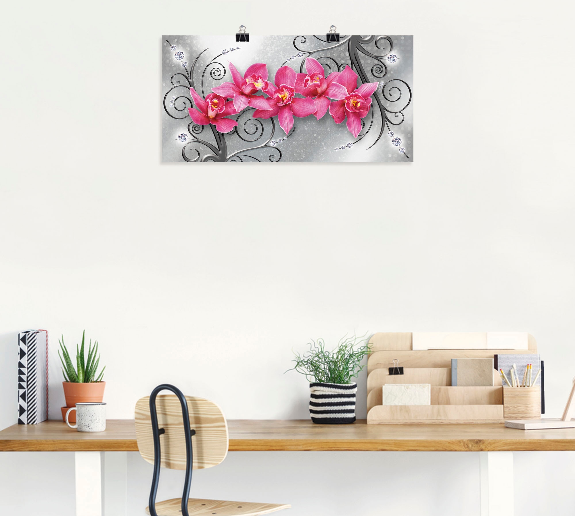 Artland Wandbild »rosa Orchideen auf Grössen Leinwandbild, Jelmoli-Versand versch. kaufen als Wandaufkleber in Ornamenten«, Poster Alubild, online St.), (1 Blumenbilder, oder 