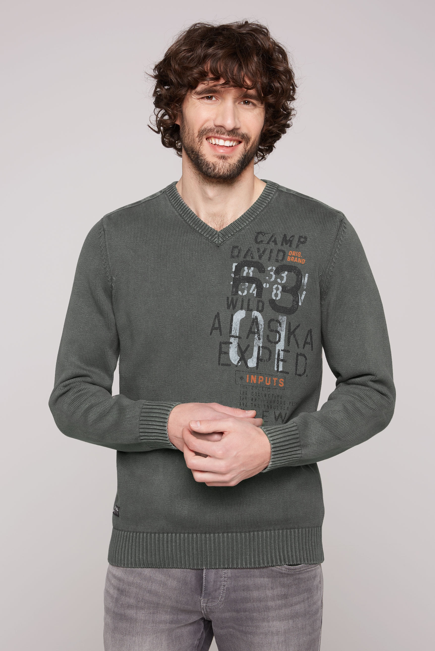 CAMP DAVID Strickpullover, mit Logoprints vorne und hinten