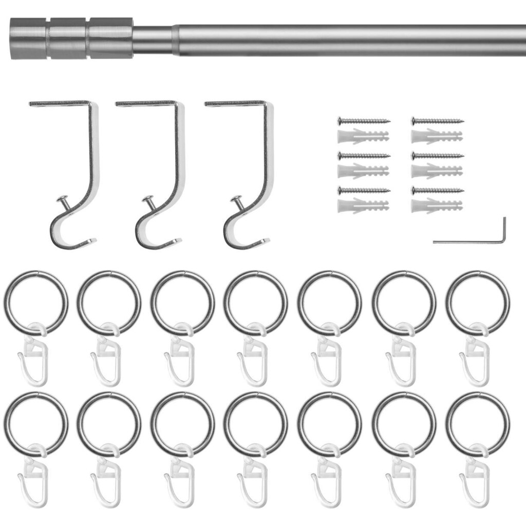 LICHTBLICK ORIGINAL Gardinenstange »Gardinenstange Zylinder, 20 mm, ausziehbar, 1 läufig 130 - 240 cm«, 1 läufig-läufig, ausziehbar