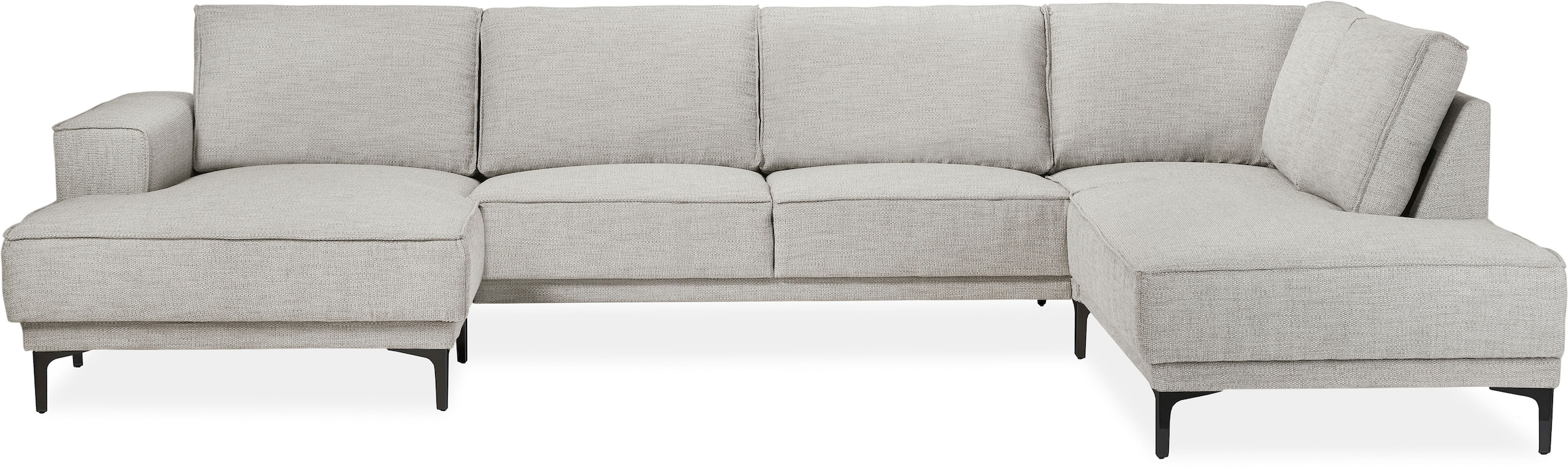 Places of Style Wohnlandschaft »XXL Sofa Oland, Struktur, Flachgewebe, Luxus-Microfaser, Boucle«, U-Form, 345 cm, Wellenunterfederung, Skandi-Design, Metallfüsse