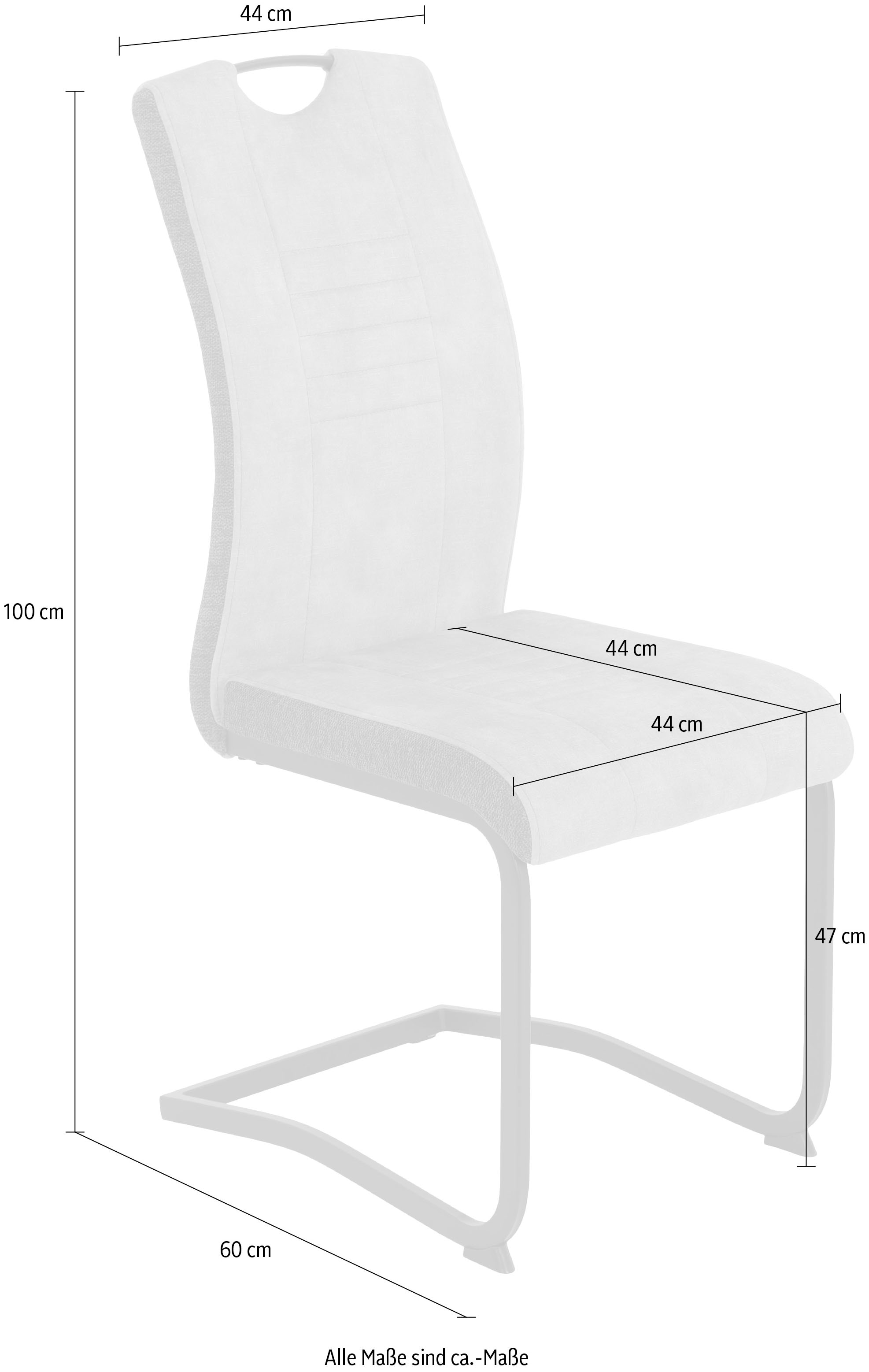 HELA Freischwinger »RIGA«, (Set), 4 St., Microfaser-Webstoff, Freischwinger,Vierkantrohrgestell,mit Griff,Stoffkombination