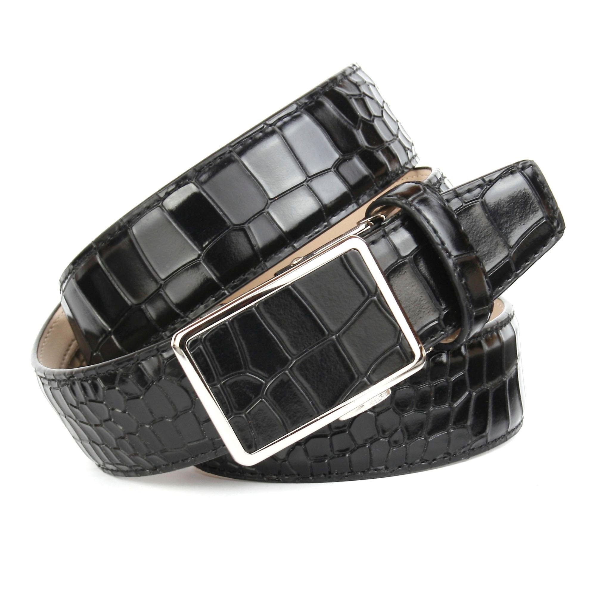 Crown Ledergürtel, Anthoni online | Krokomuster schwarz mit Jelmoli-Versand in kaufen