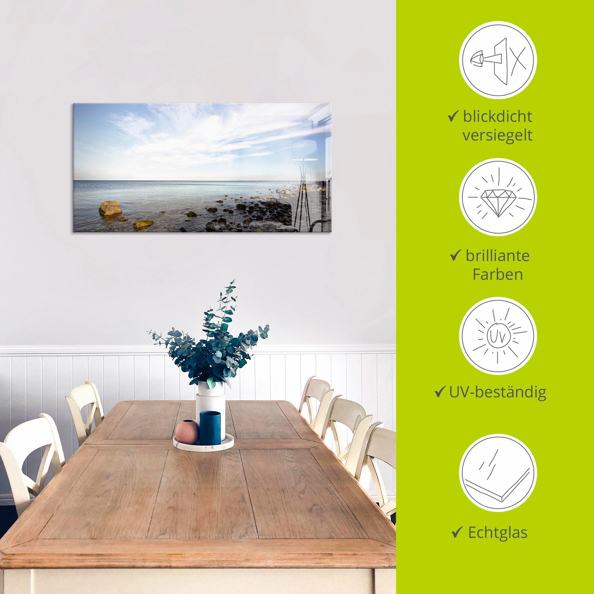 Artland Glasbild »Brodtener Ufer«, Strand, (1 St.), in verschiedenen Grössen