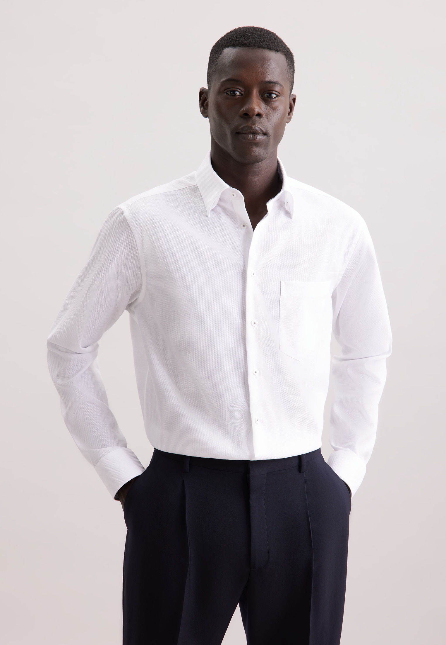 seidensticker Businesshemd »Schwarze Rose« Comfort 1/1 Covered-Button-Down-Kragen Struktur