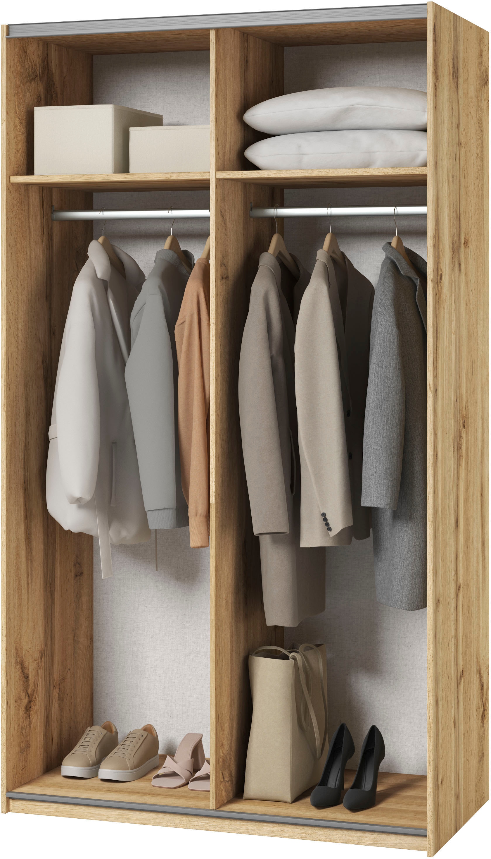 Home affaire Kleiderschrank »Eastvale, 120x64x210cm, ideal für kleine Räume oder Nischen«, Schrank mit Schwebetüren, FSC-zertifiziert, Metallgriffe