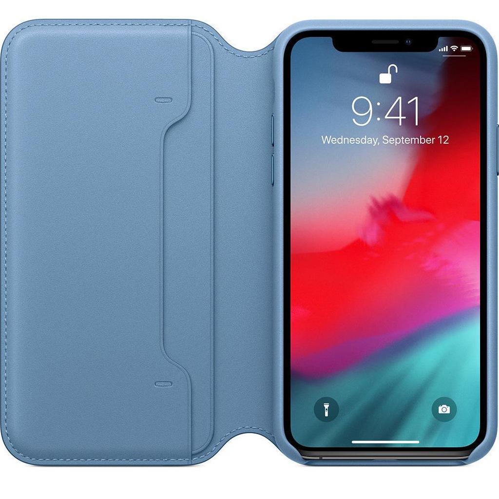 Apple Handyhülle »Apple iPhone Xs Leder Folio Cape Cod Blue«, MRX02ZM/A