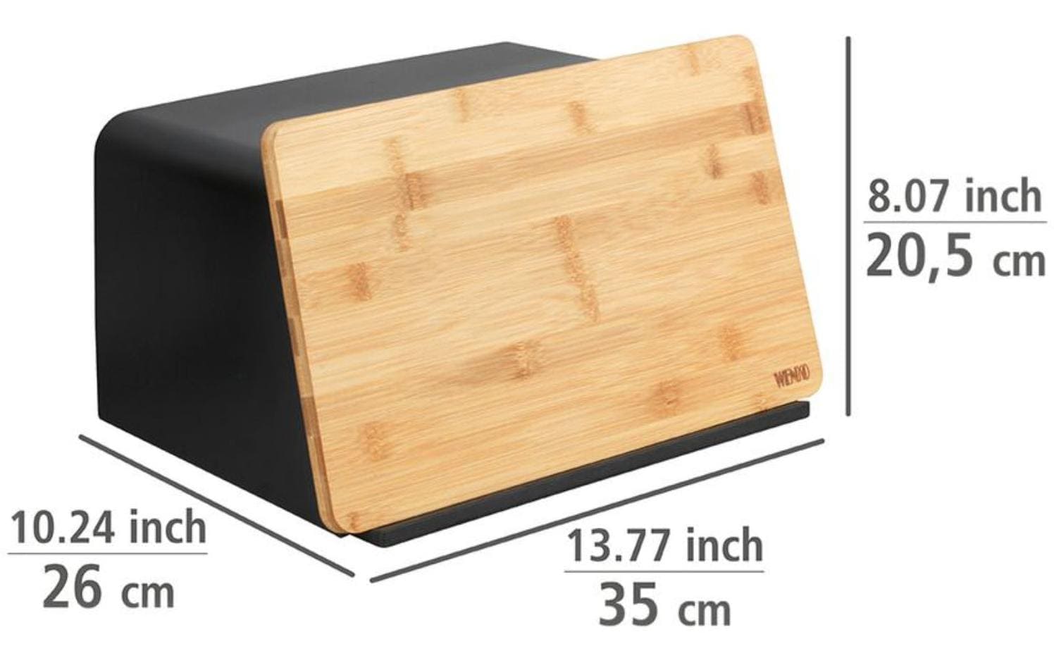 WENKO Brotkasten »Kubo Schwarz«, (1 tlg.), Holzart: Bambus (China)