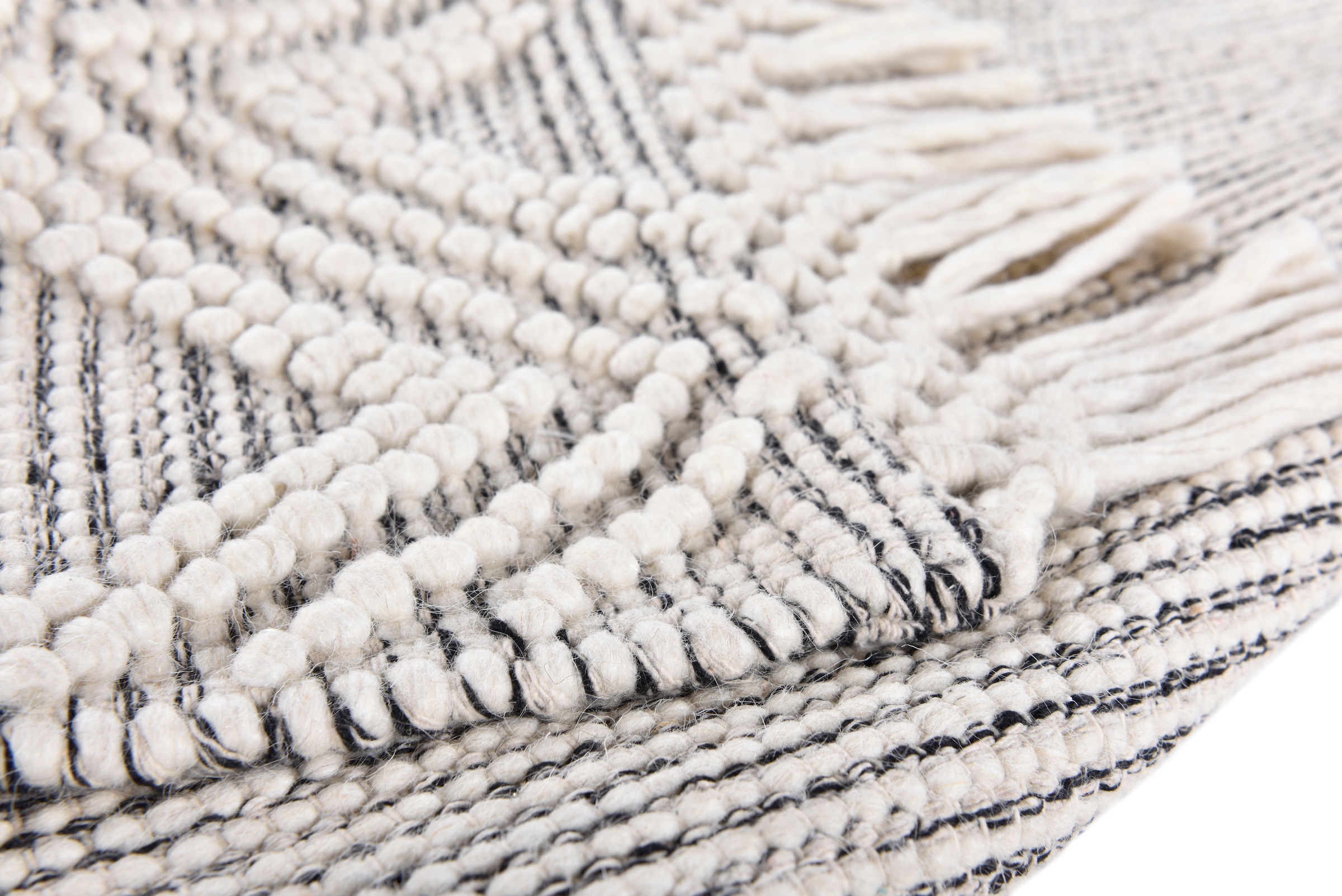 ❤ THEKO Wollteppich »Visby - 702«, rechteckig, Handweb Teppich, reine  Wolle, handgewebt, Rauten Design, mit Fransen kaufen im Jelmoli-Online Shop