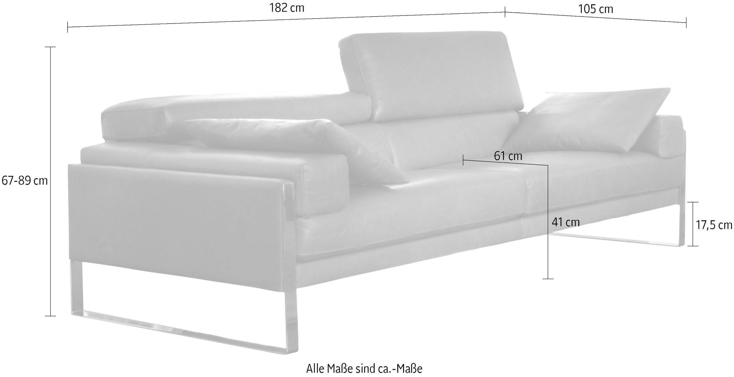 CALIA ITALIA 2-Sitzer »Romeo, Designsofa der Extraklasse mit tollem Sitzkomfort«, edle Design Kufenfüsse und edlem Lederbezug