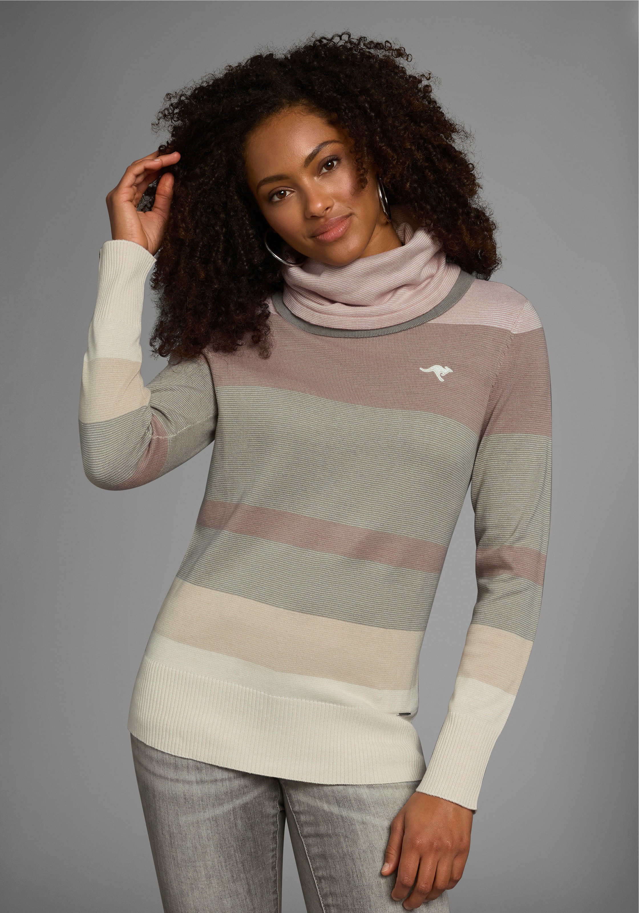 KangaROOS Rollkragenpullover, gestreift mit hohem Stehkragen