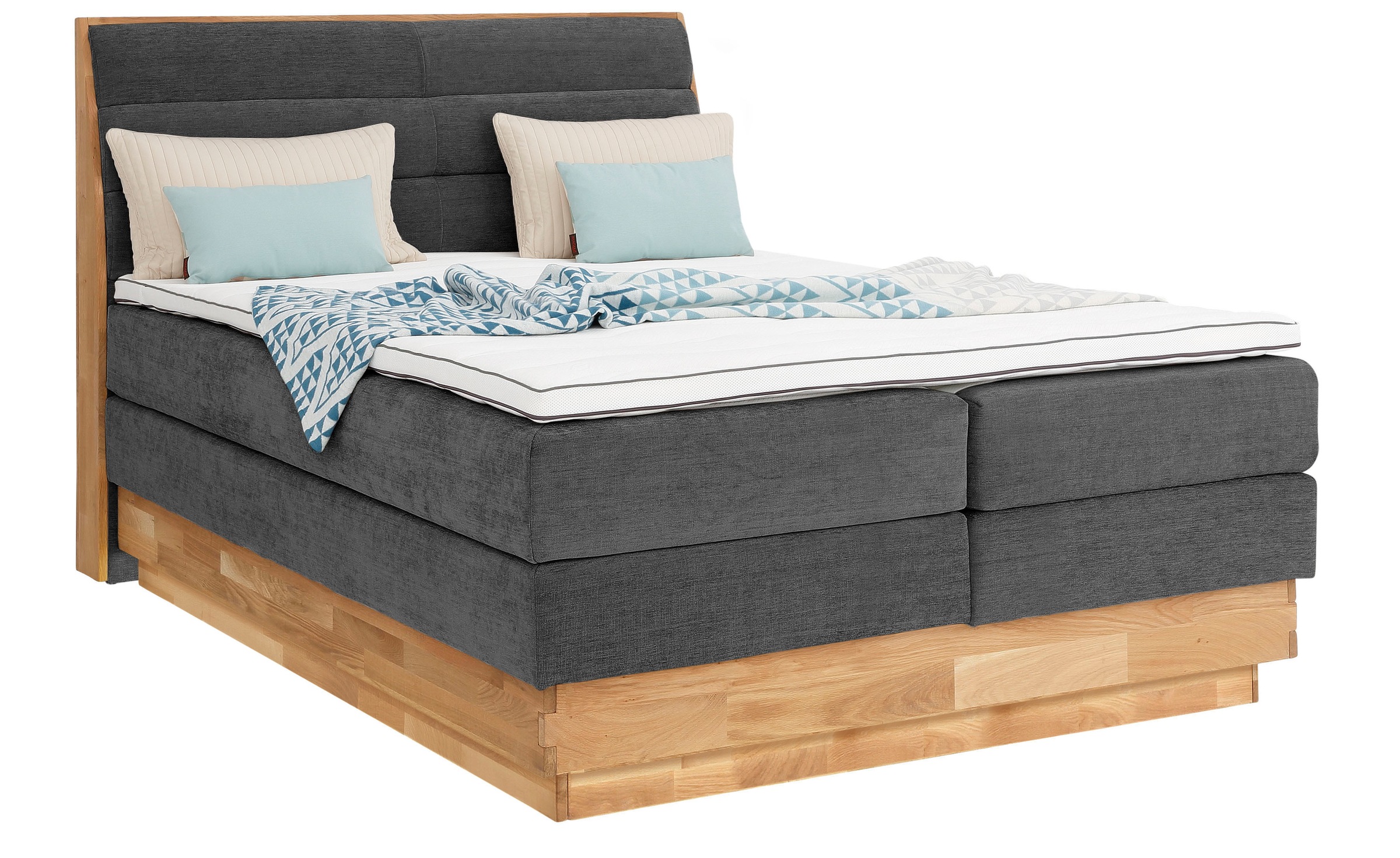 GOODproduct Boxspringbett »Jenna«, ohne LED-Beleuchtung, mit zertifizierten, recycelten Bezugsstoffen
