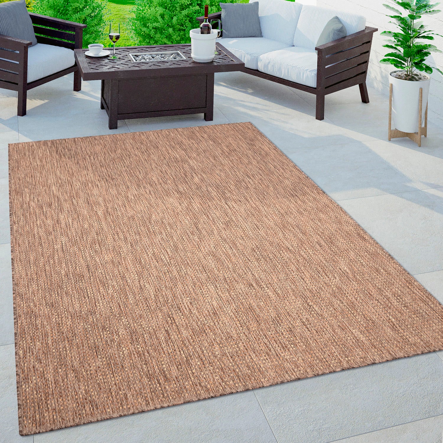 Paco Home Teppich »Napoli 777«, rechteckig, 4 mm Höhe, Flachgewebe, meliert, In- und Outdoor geeignet, Wohnzimmer