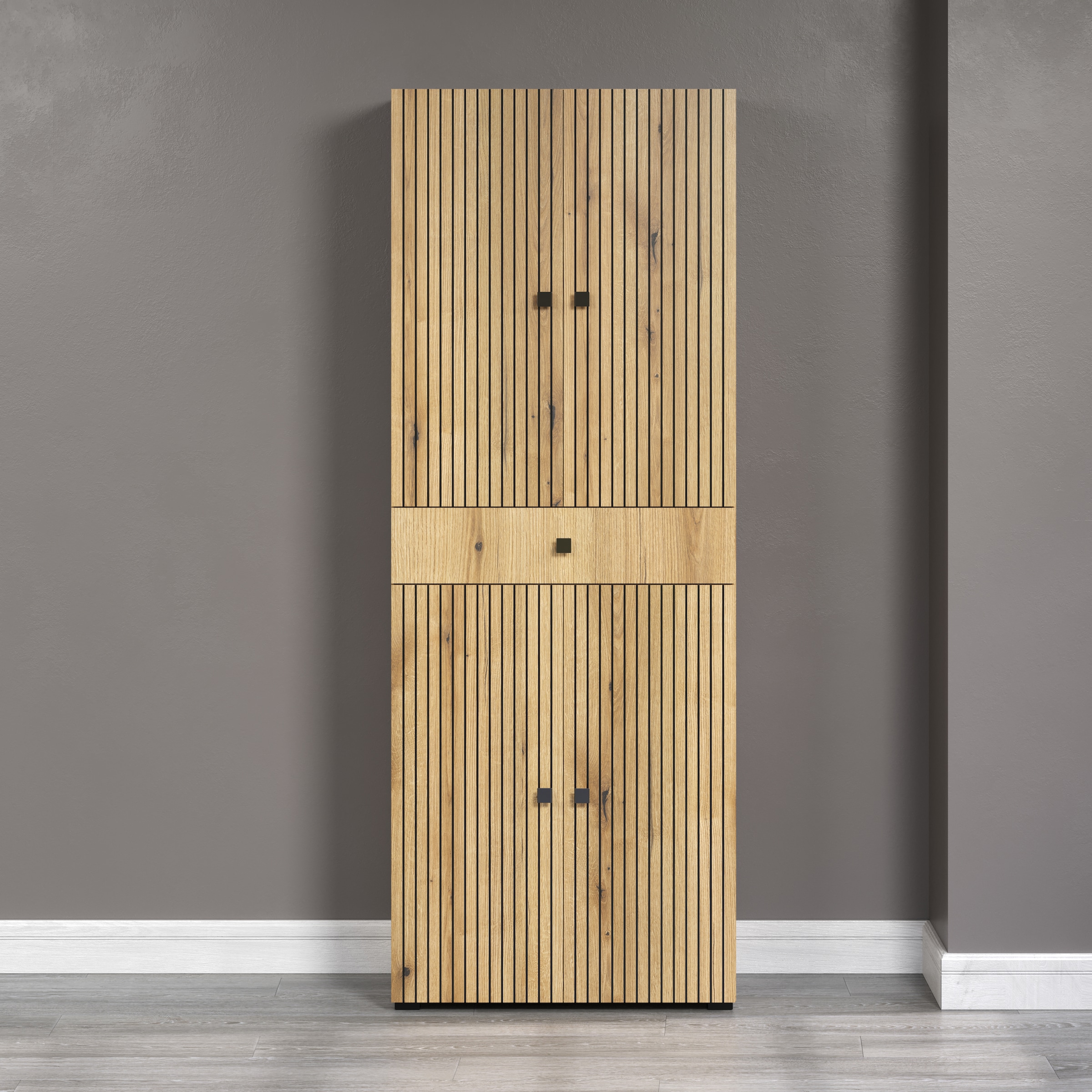 welltime Hochschrank »Amrum«, (1 St.), Badezimmerschrank mit und ohne Schublade - (B/T/H) 40-70/31/186 cm