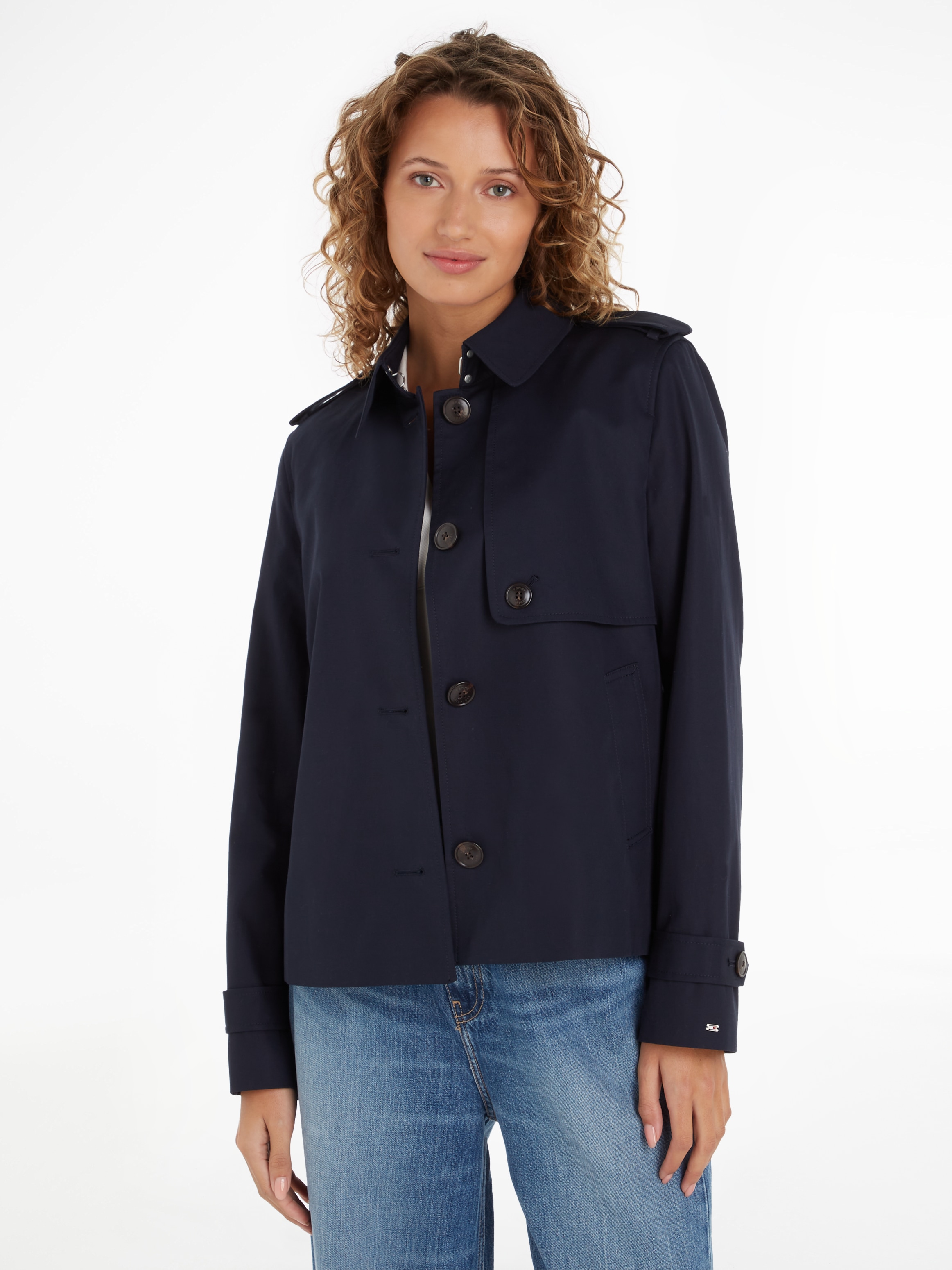 Tommy Hilfiger Kurzjacke »COTTON SB SHORT TRENCH«, mit typischen Trenchdetails