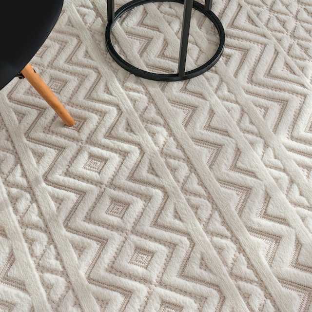Paco Home Teppich »Livorno 673«, rechteckig, Uni-Farben, Scandi, Rauten  Muster, Hoch-Tief Effekt, Outdoor geeignet online shoppen | Jelmoli-Versand