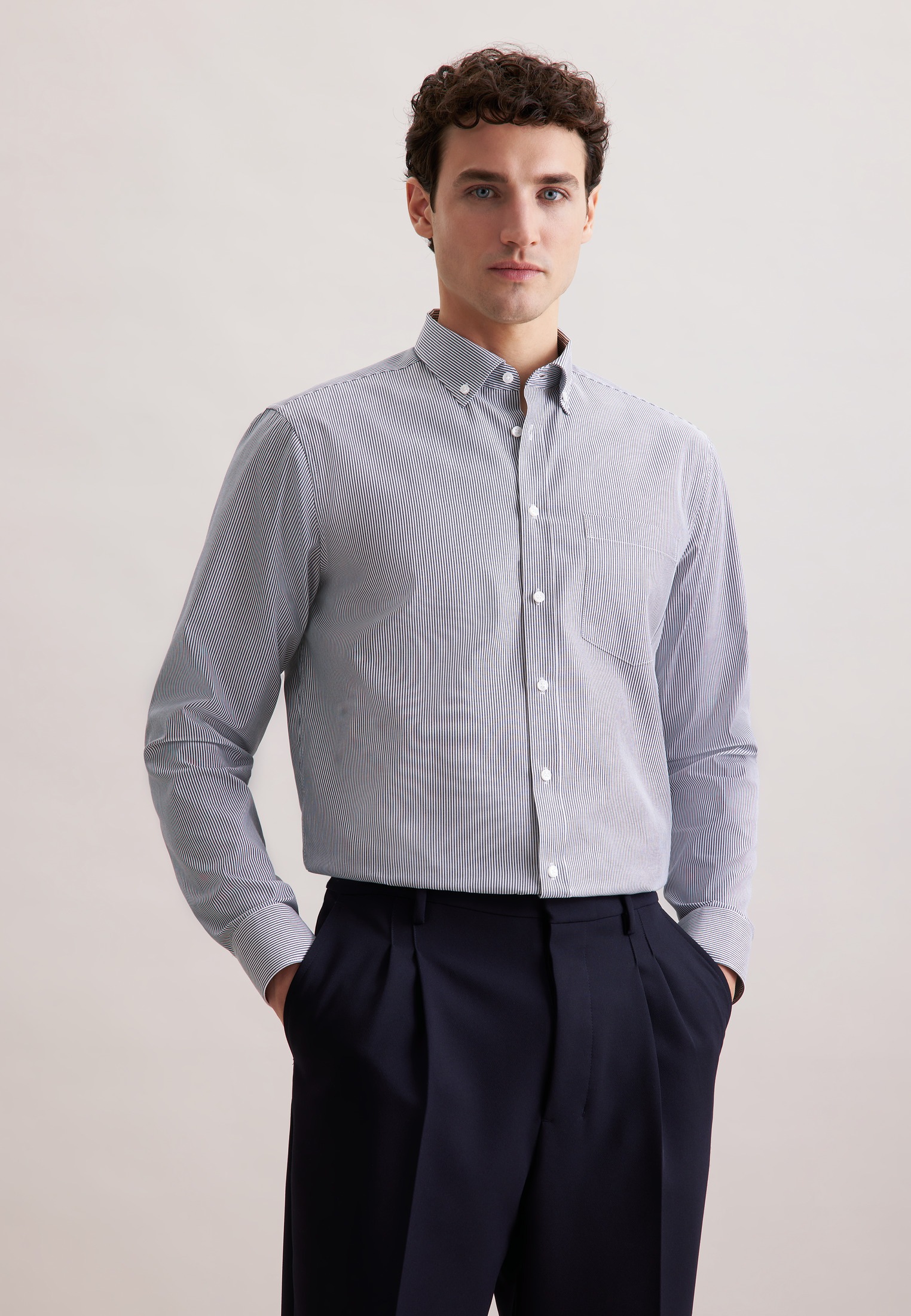 seidensticker Businesshemd »Regular« Regular 1/1 Button-Down-Kragen Streifen