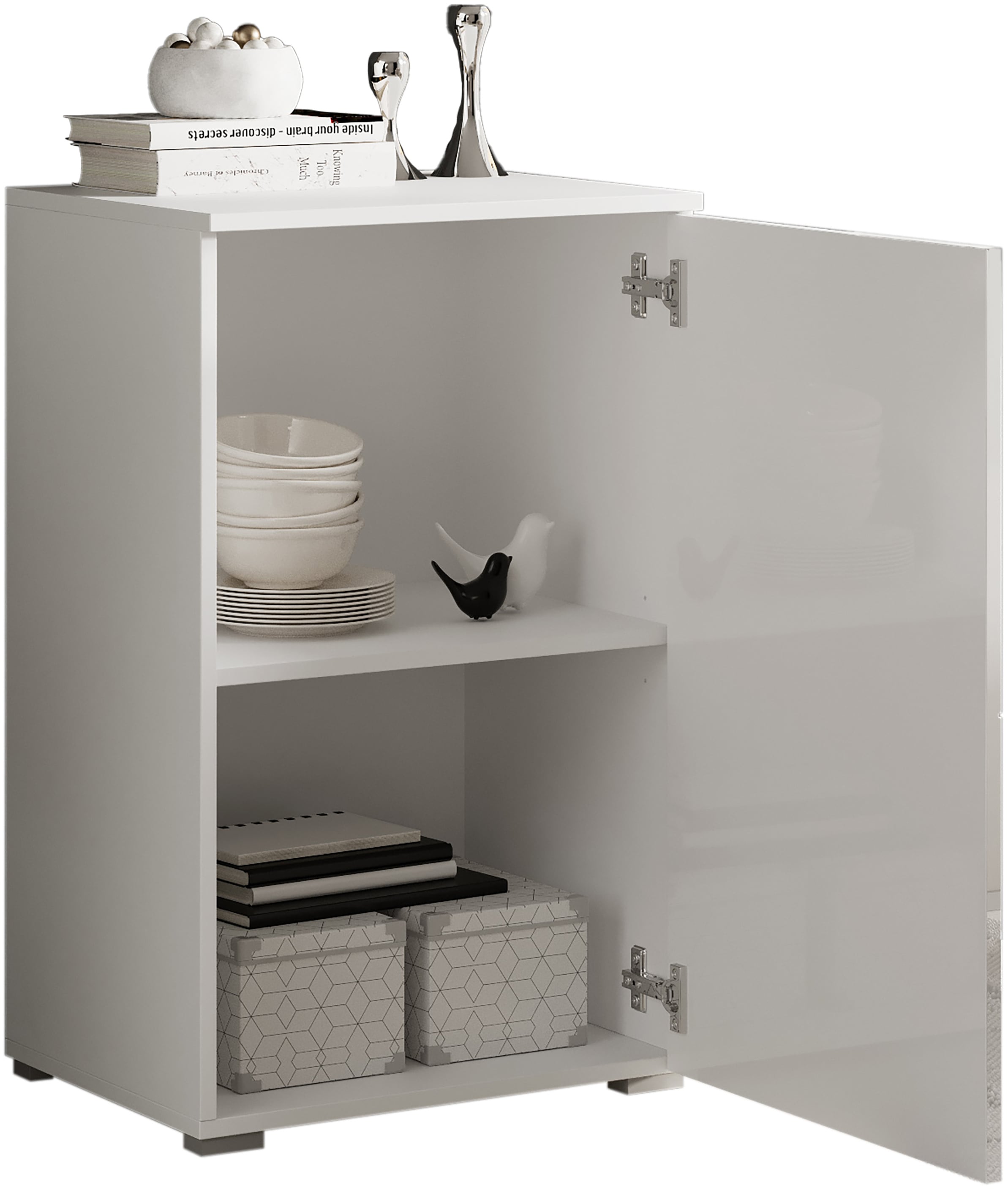HBZ Kommode »Spice Weiss Hochglanz, BxHxT 50x80x40 cm«, Kommode mit 1 Tür und 1 Einlegeboden verstellbar