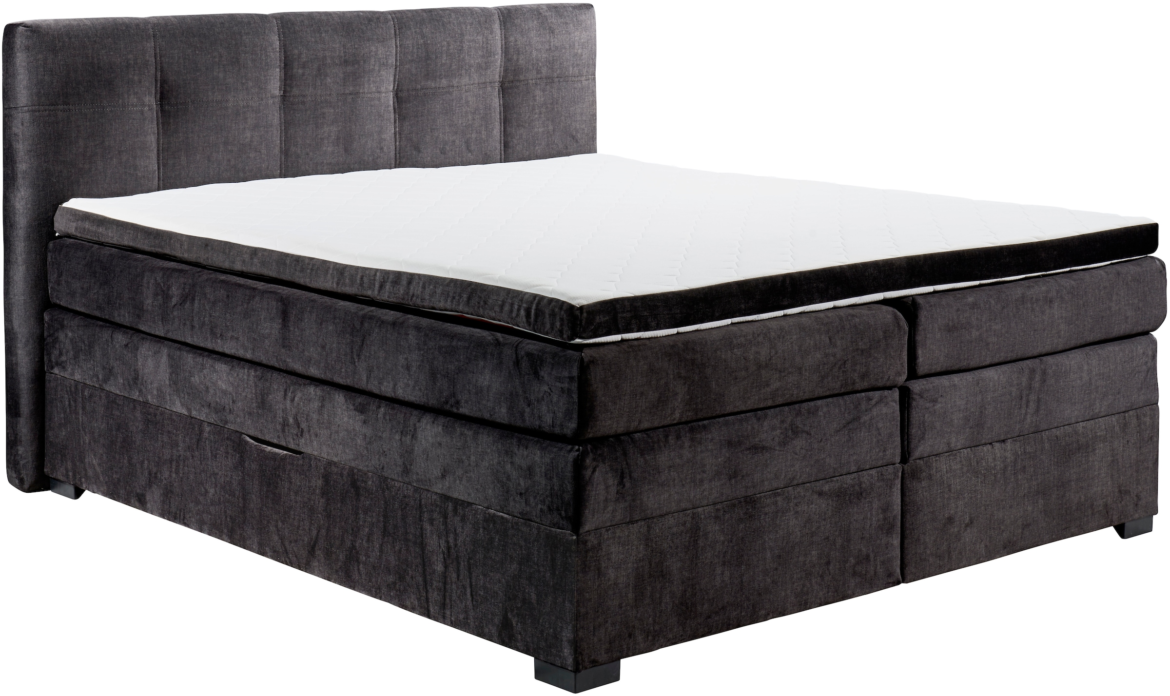 ED EXCITING DESIGN Boxspringbett »Fanes mit Komforteinstiegshöhe von 73cm«, erhältlich in 180x200cm, inkl. Bettkasten und 7cm Visco-Topper