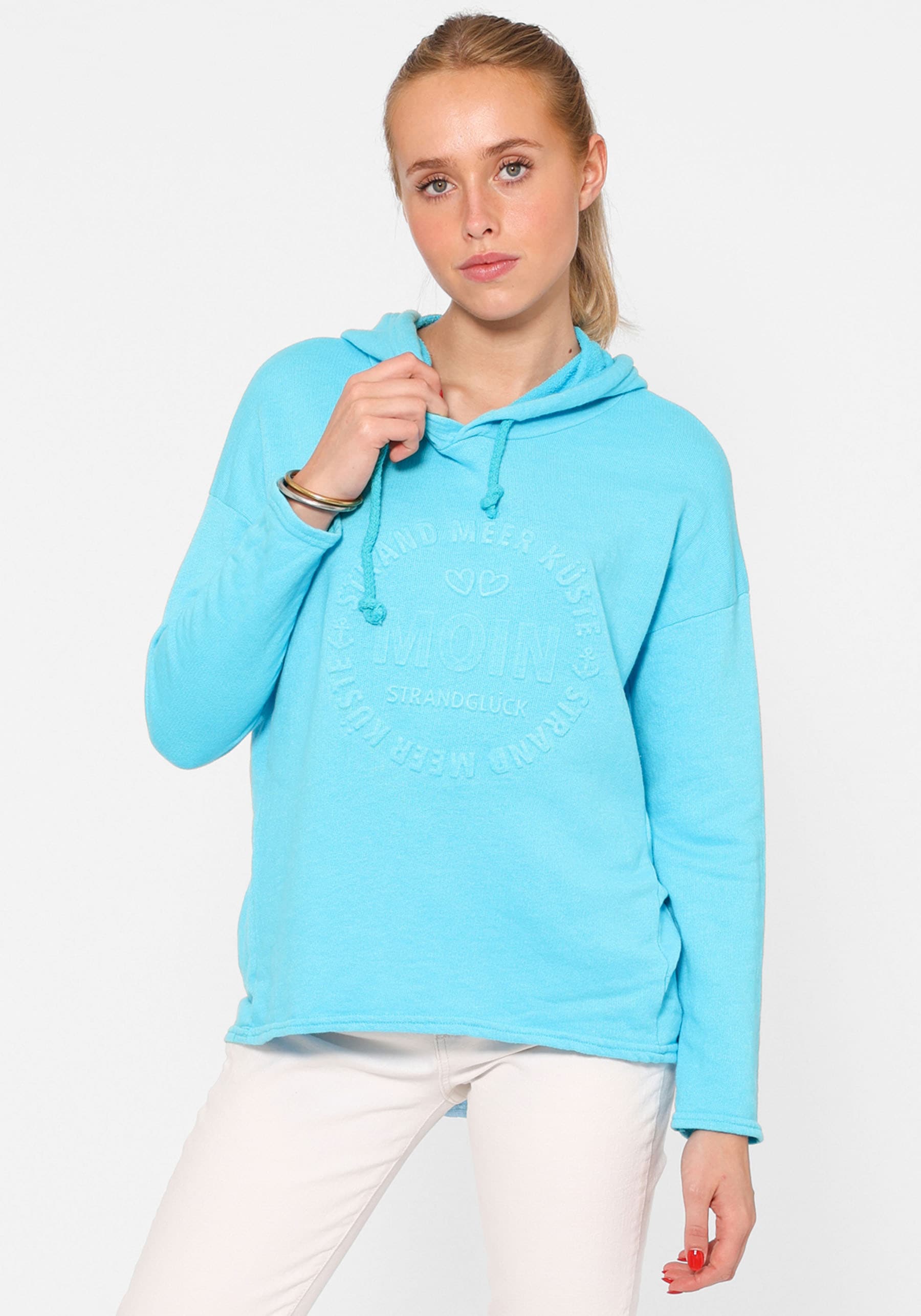 Hoodie »Hoodie Stempeldruck "Moin"«, Sweatshirt im Used-Look mit Kapuze und Stempeldruck