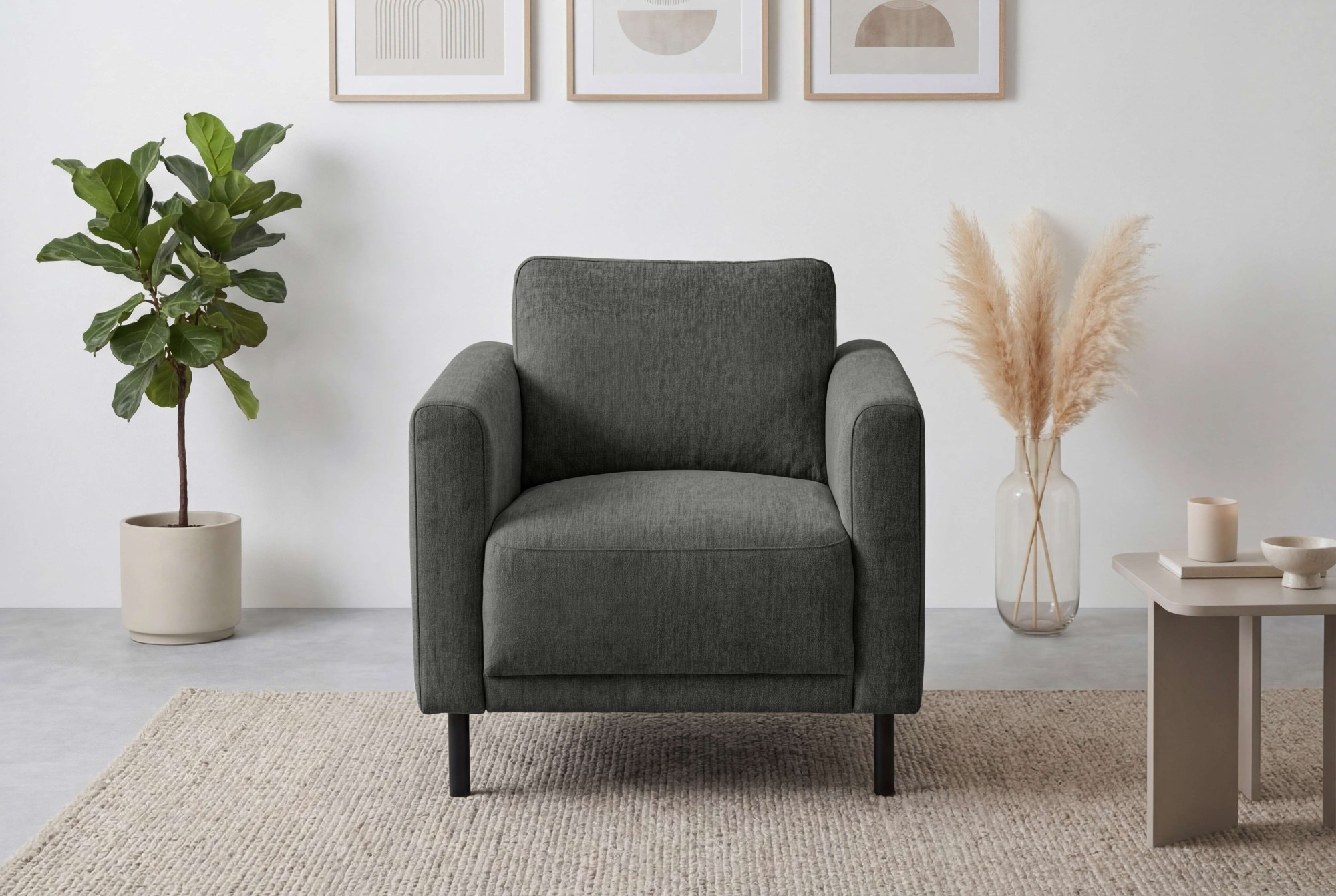 OTTO home Sessel "Sveeva, Breite 78 cm, schwarze Metallfüße" langlebiger Webstoff, viele Farben zur Auswahl