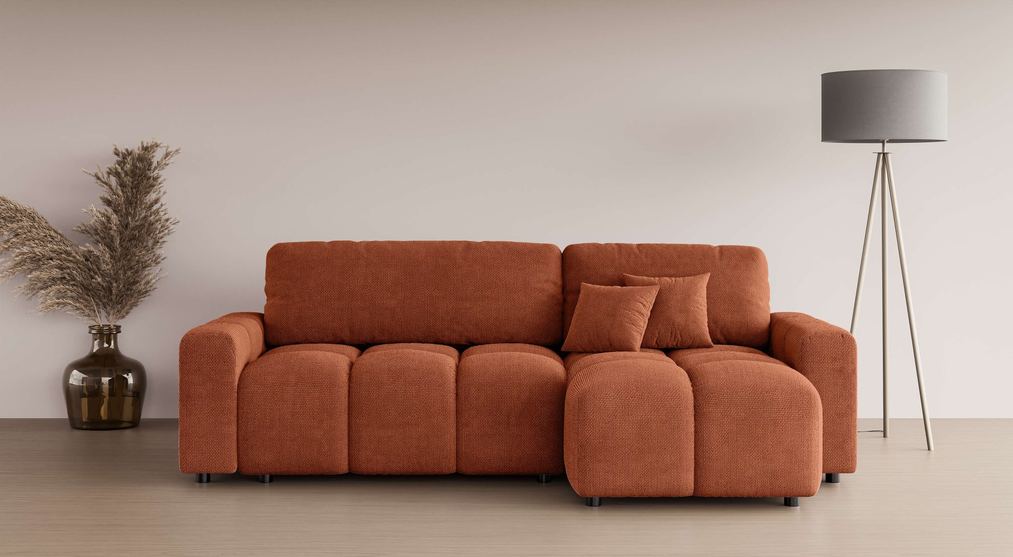INOSIGN Ecksofa »FELICI, Schlafsofa 233cm, L-Form mit Recamiere beidseitig montierbar«, Designsofa mit Bettfunktion und Bettkasten, Masse B/T/H: 233/142/88 cm