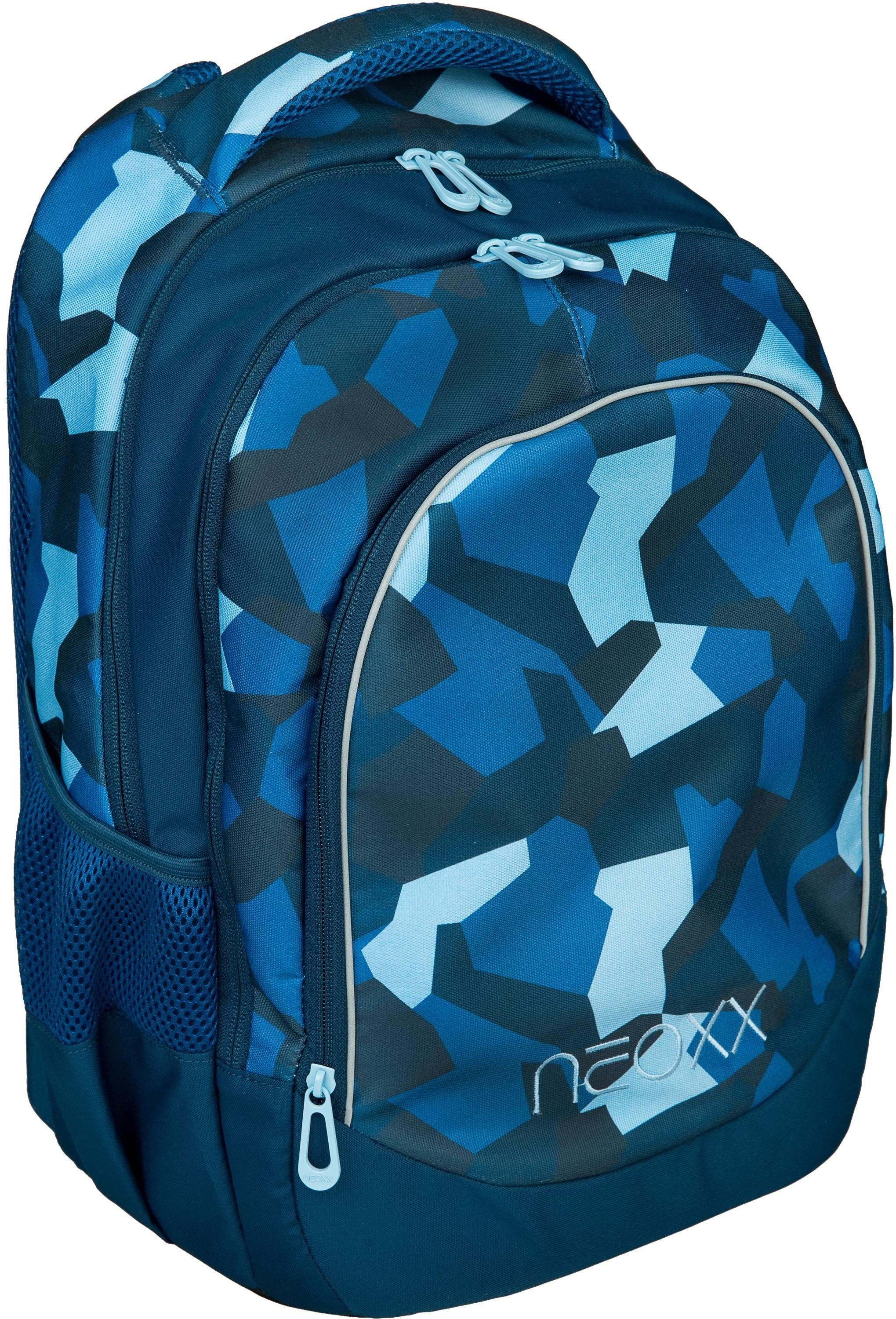 neoxx Schulrucksack »Fly, Camo Nation«, Reflektionsnaht, aus recycelten PET-Flaschen