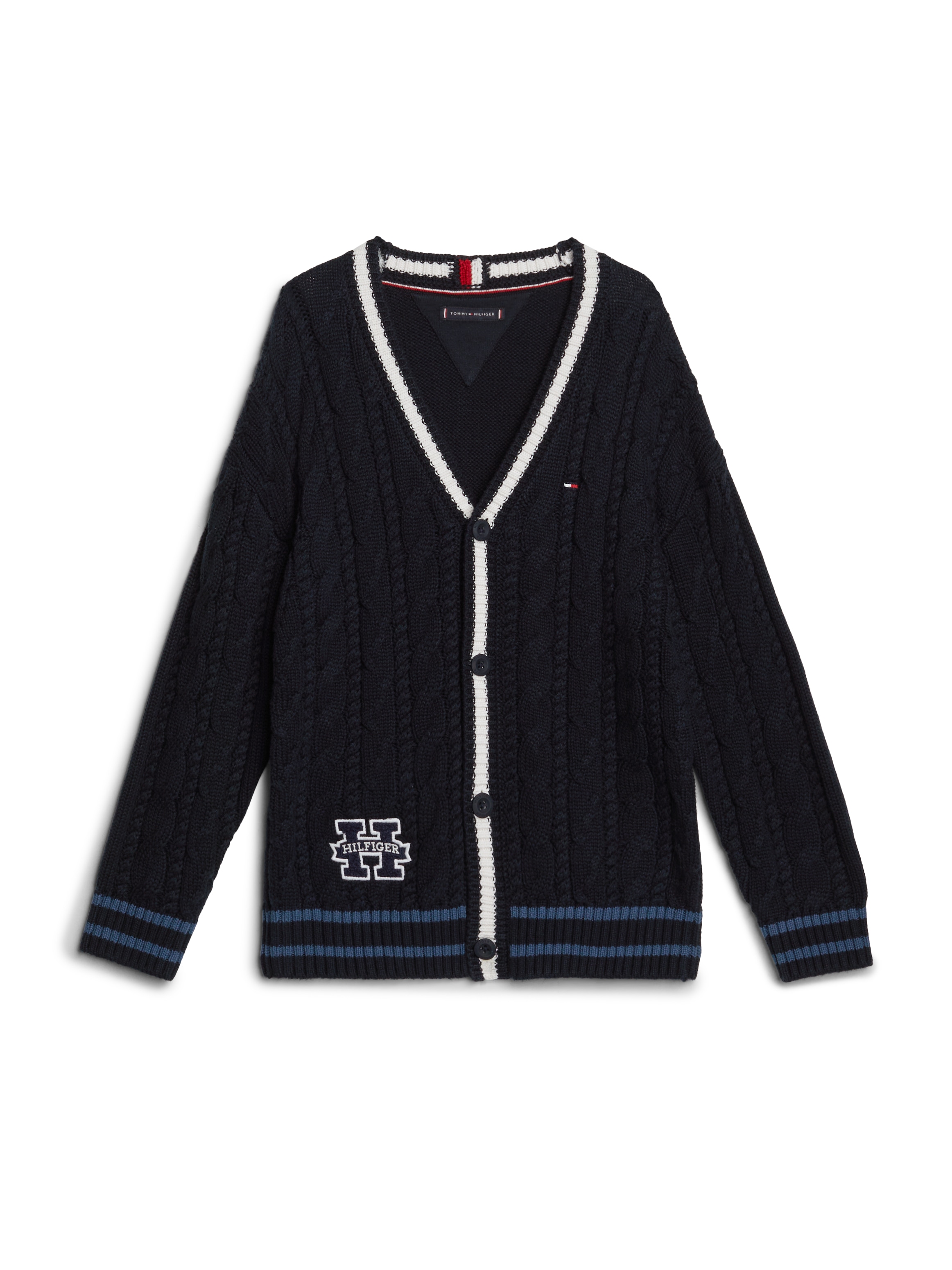 Tommy Hilfiger Strickjacke »H CARDIGAN SWEATER«, Kinder bis 16 Jahre mit Logopatch