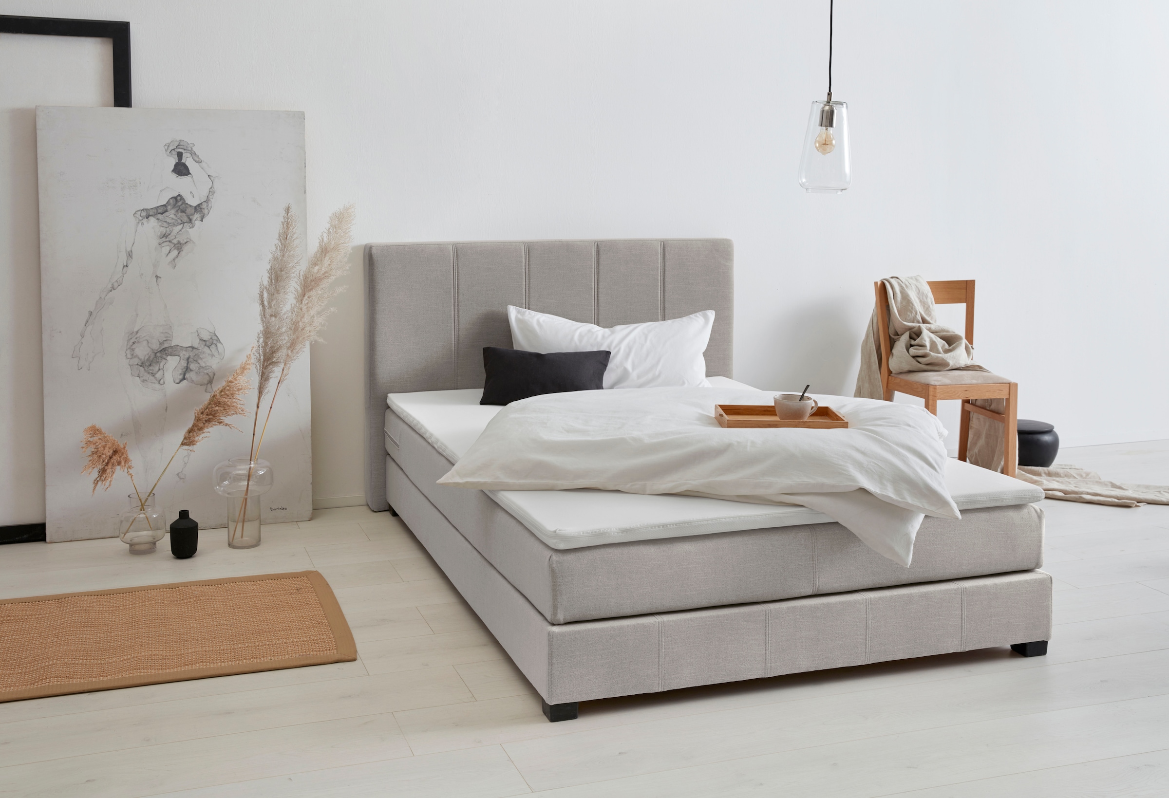 GOODproduct Boxspringbett »Peetu«, Taschenfederkern-Matratze, in 4 Breiten und 4 Farben, incl. Topper