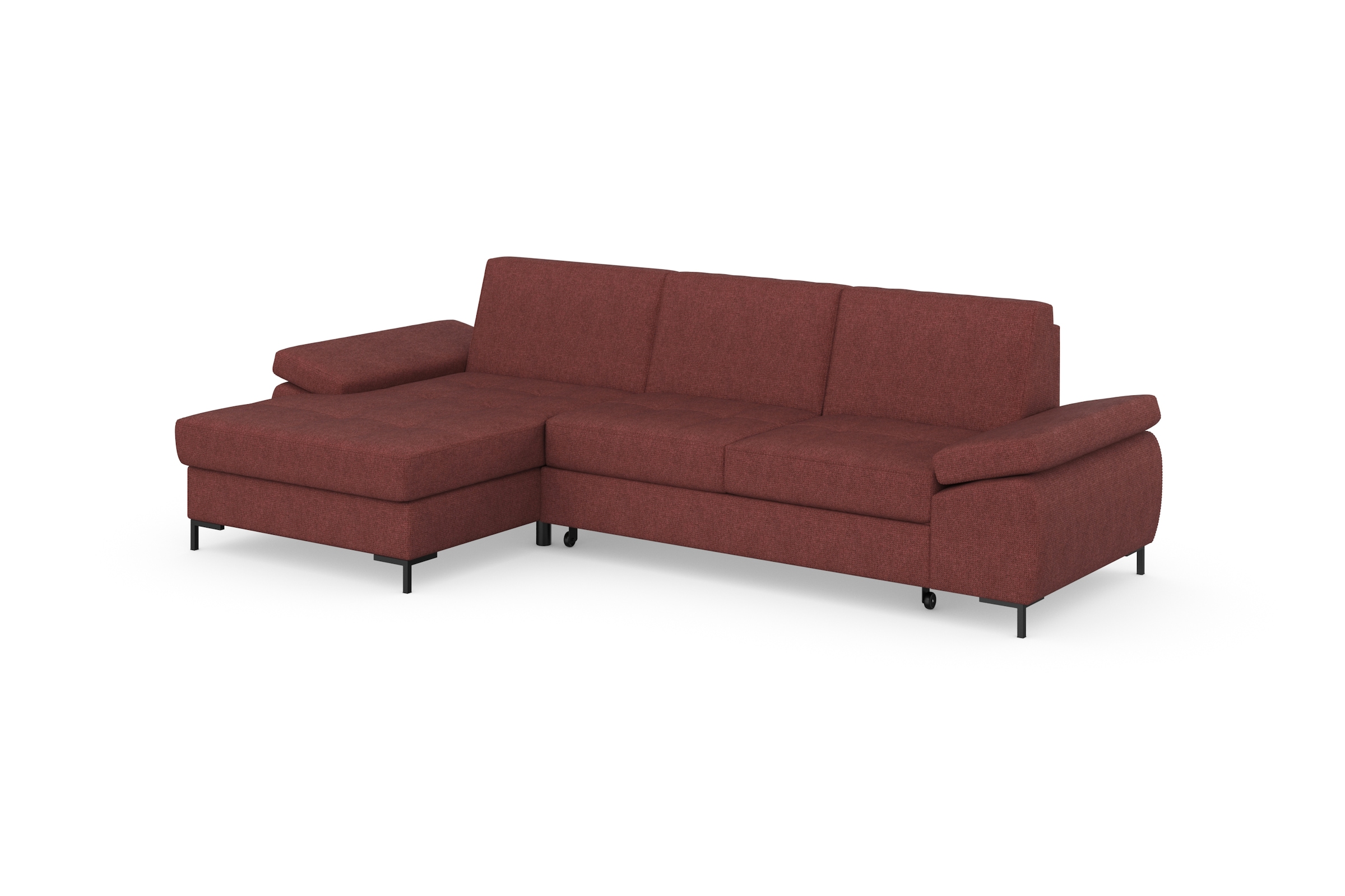 DOMO collection Ecksofa »Capelo, komfortabel, klare Linien zeichnen dieses Design aus, L-Form«, mit Armteilverstellung, wahlweise mit Bettfunktion, Federkern