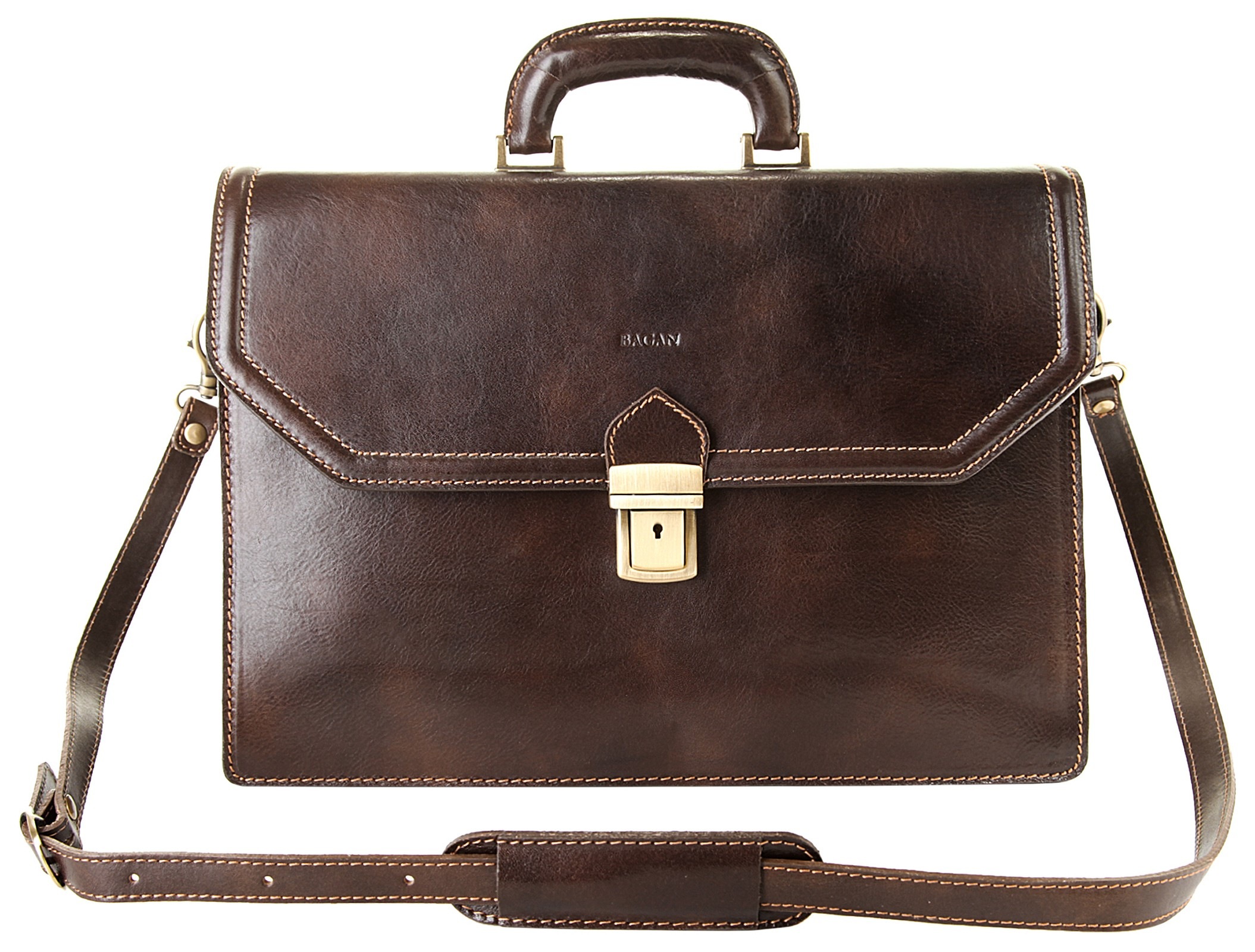 Bagan Aktentasche, echt Leder, Made in Italy