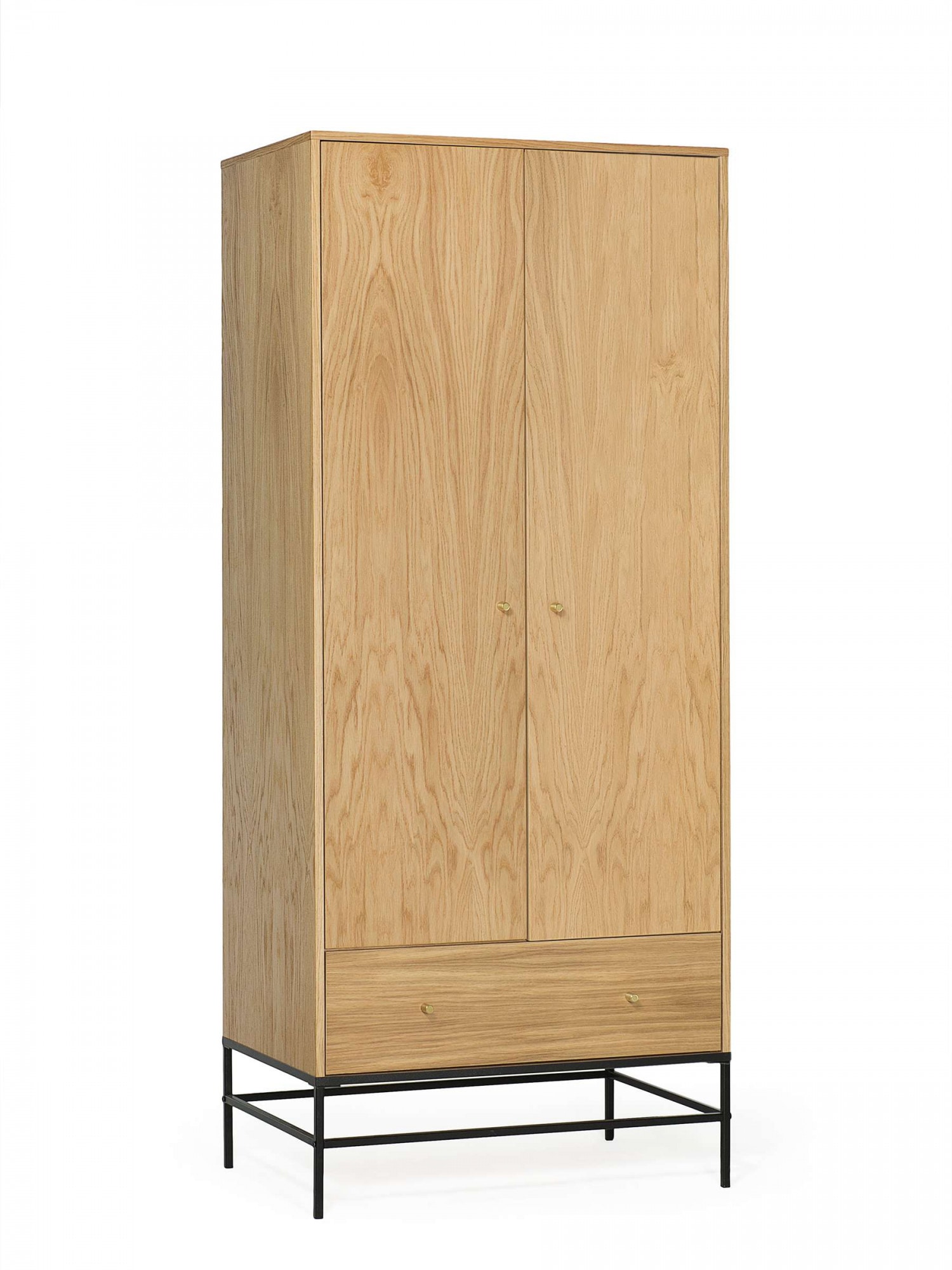 Woodman Kleiderschrank »Flora«, Holzfurnier aus Eiche, Fussrahmen aus Metall, Breite 80 cm