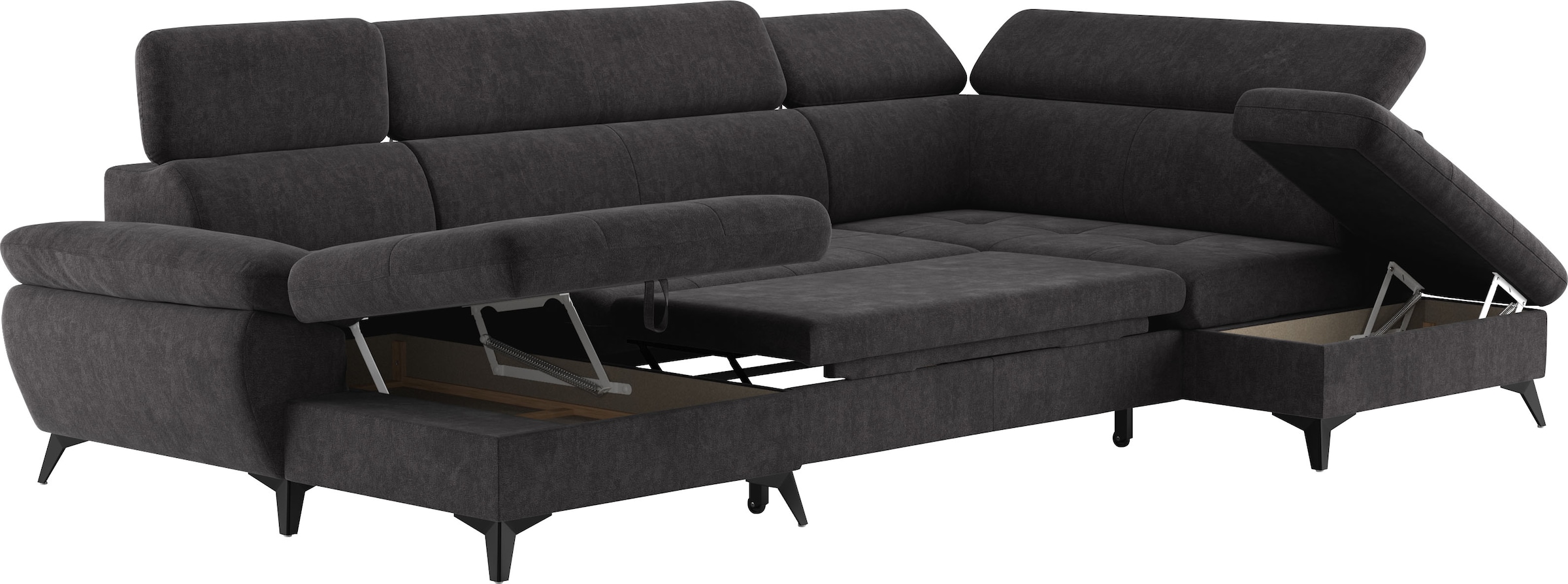 COTTA Wohnlandschaft »Hudson U-Form«, mit Kopfteilverstellung, wahlweise mit Bettfunktion & Bettkasten